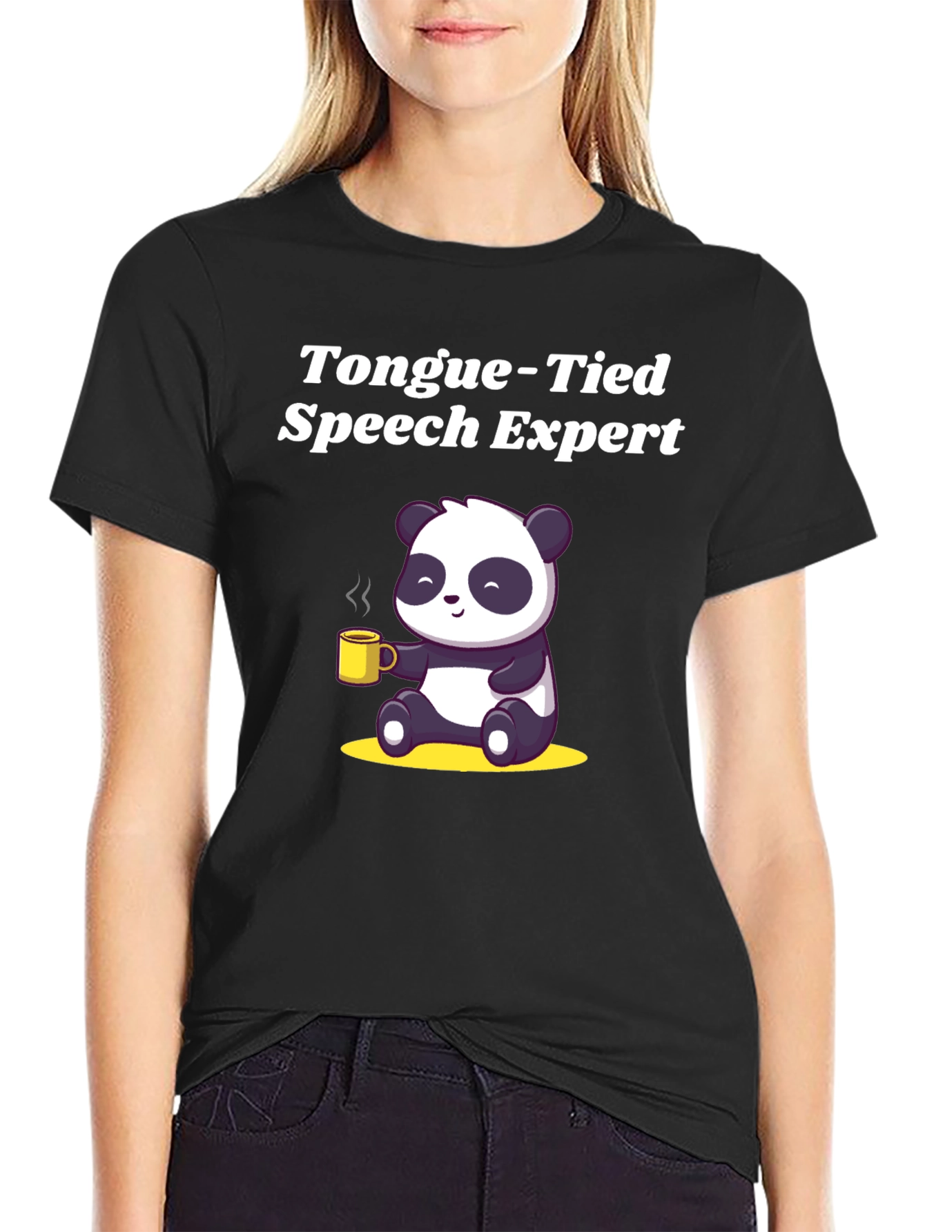 Camiseta Negra Panda Experto en Lenguaje Atado