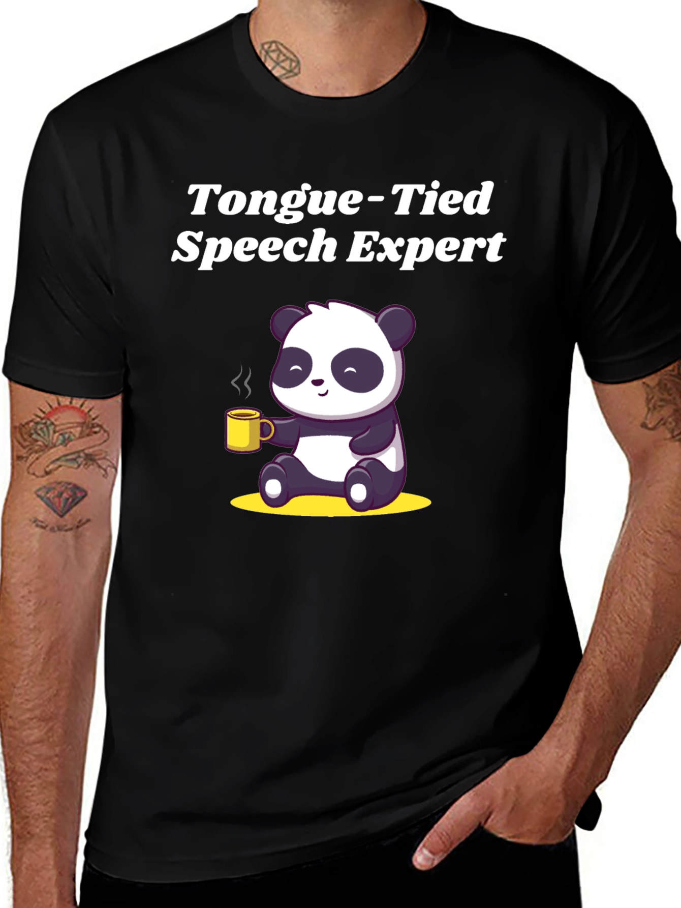 Camiseta Negra Panda Experto en Lenguaje Atado