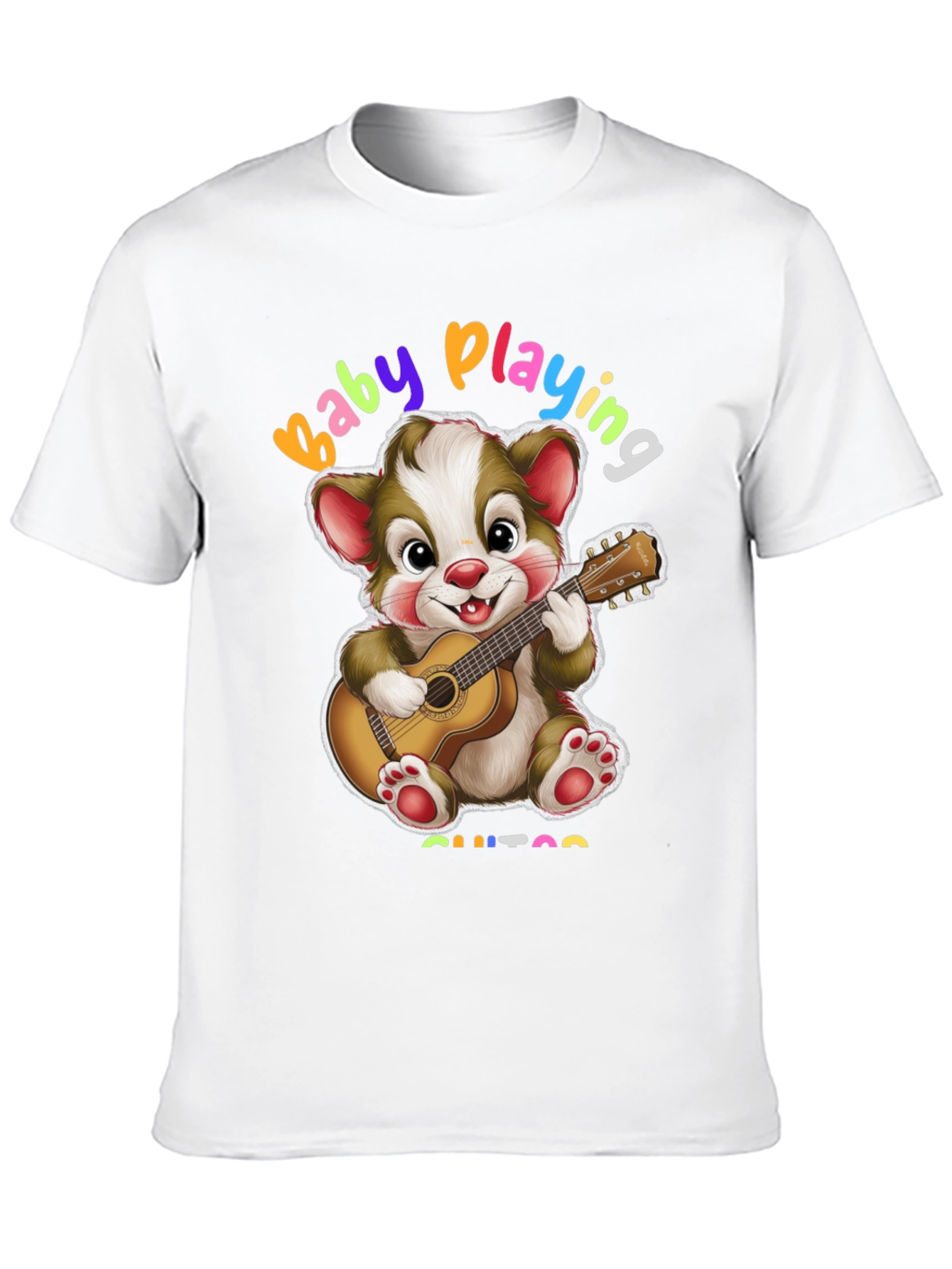 Camiseta Negra con Diseño de Oso Guitarrista