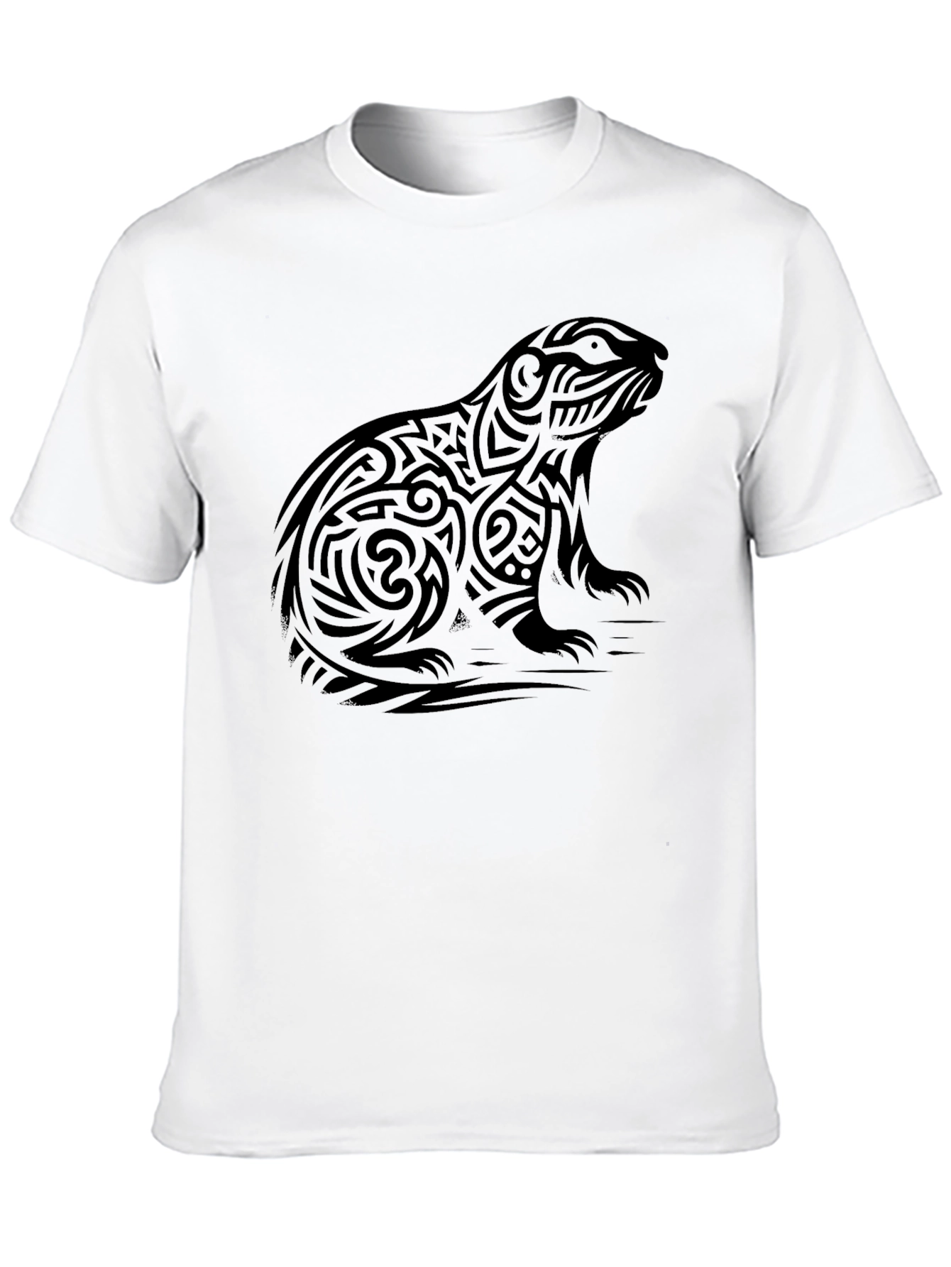 Camiseta Negra Hombre Diseño Tribal Marmota