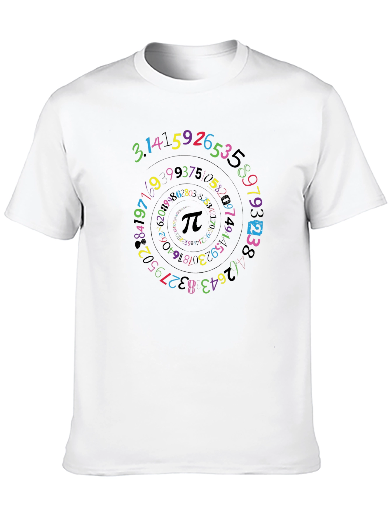 Camiseta Negra con Diseño de Espiral Numérica Pi