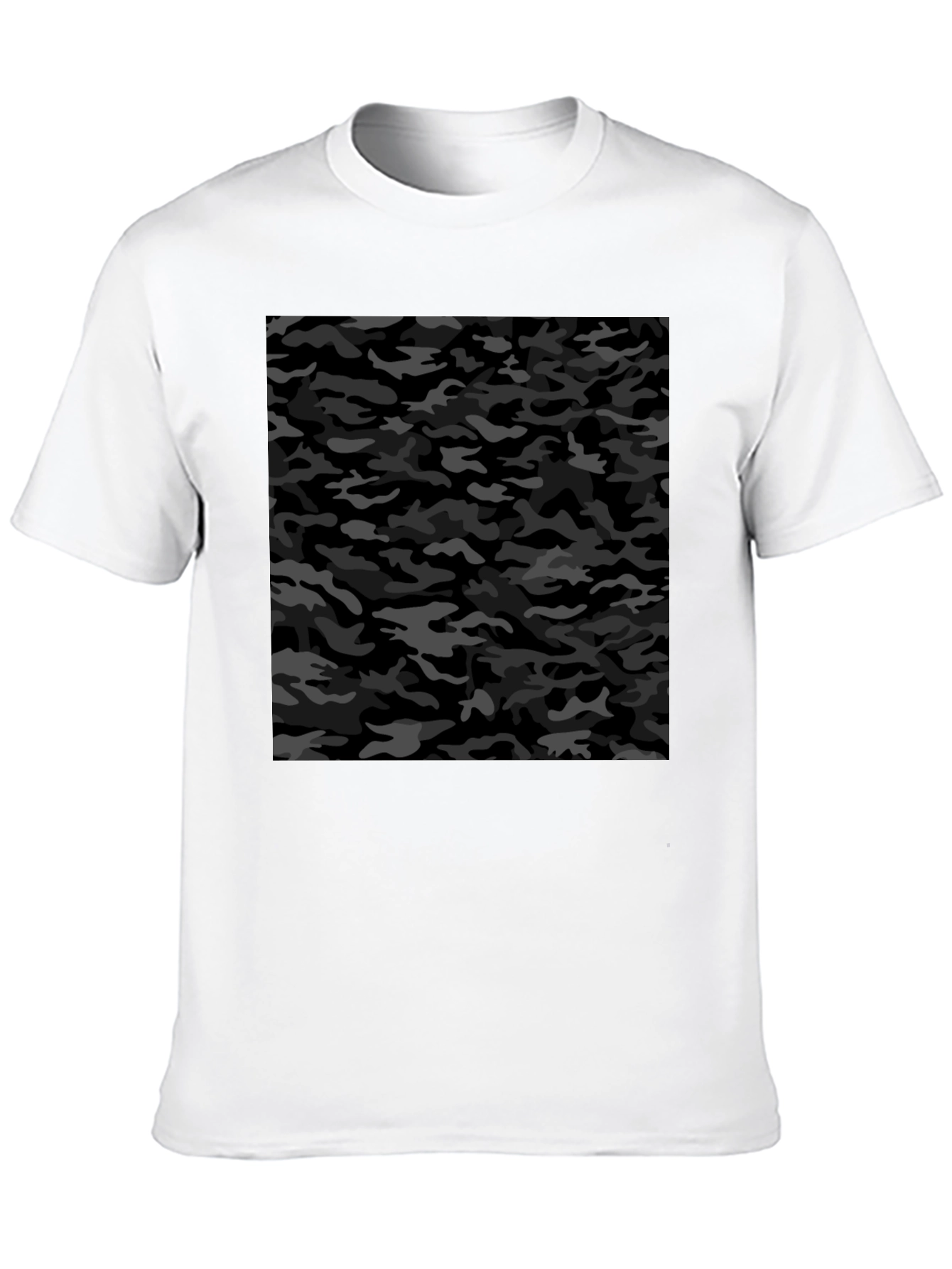 Camiseta Negra Hombre Estampado Camuflaje Urbano