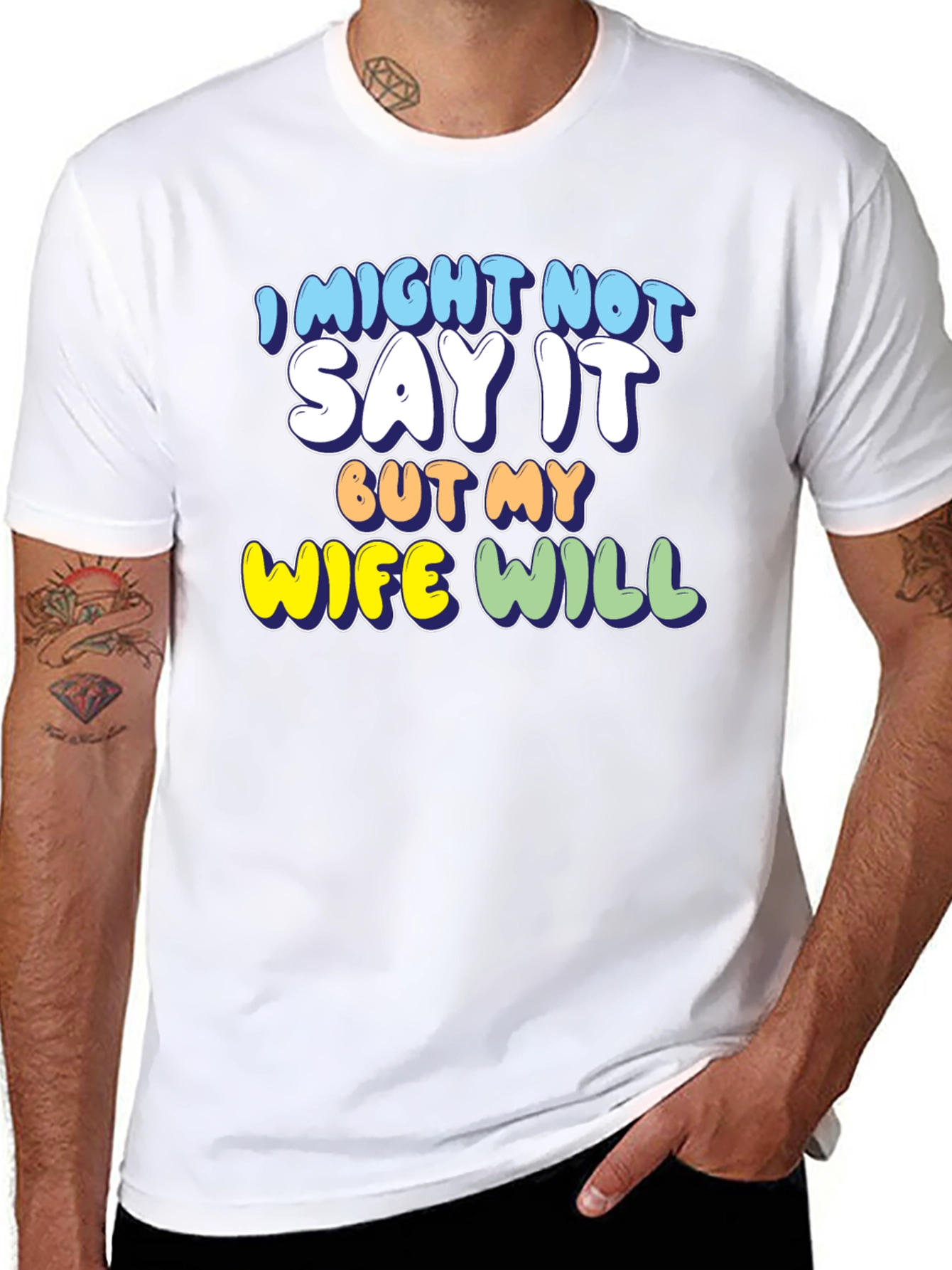 Camiseta Negra con Mensaje Divertido My Wife Will