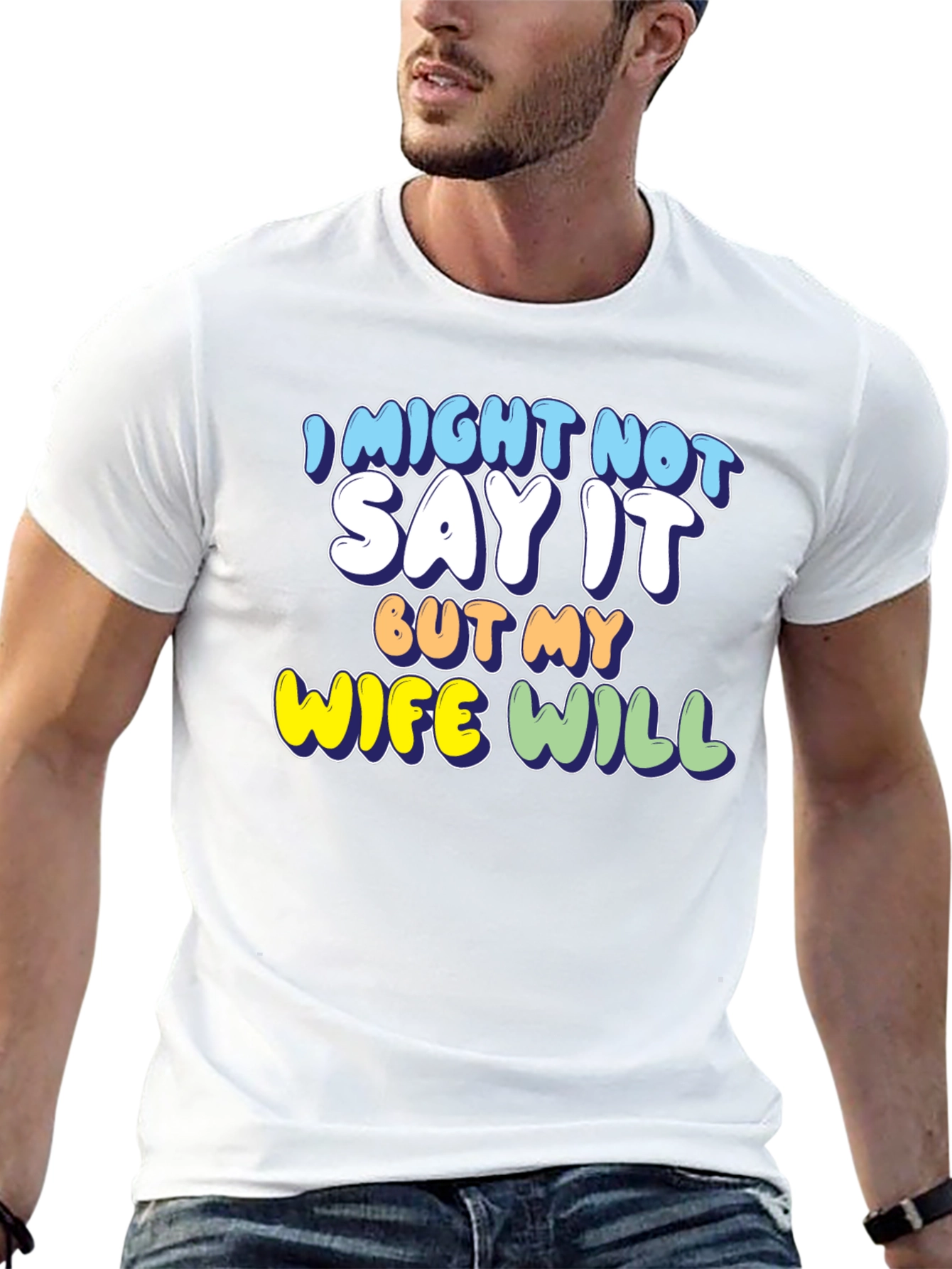 Camiseta Negra con Mensaje Divertido My Wife Will