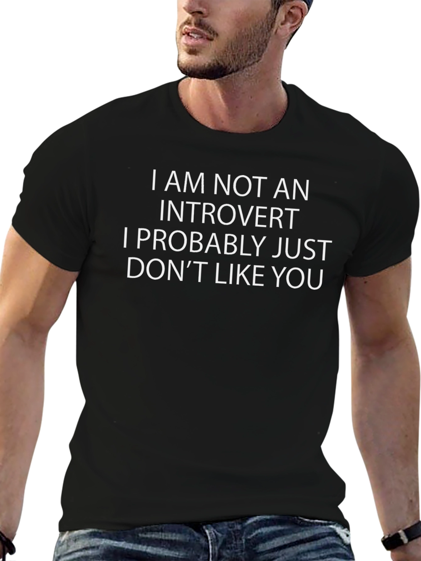 Camiseta Negra con Frase Introvertido Divertida