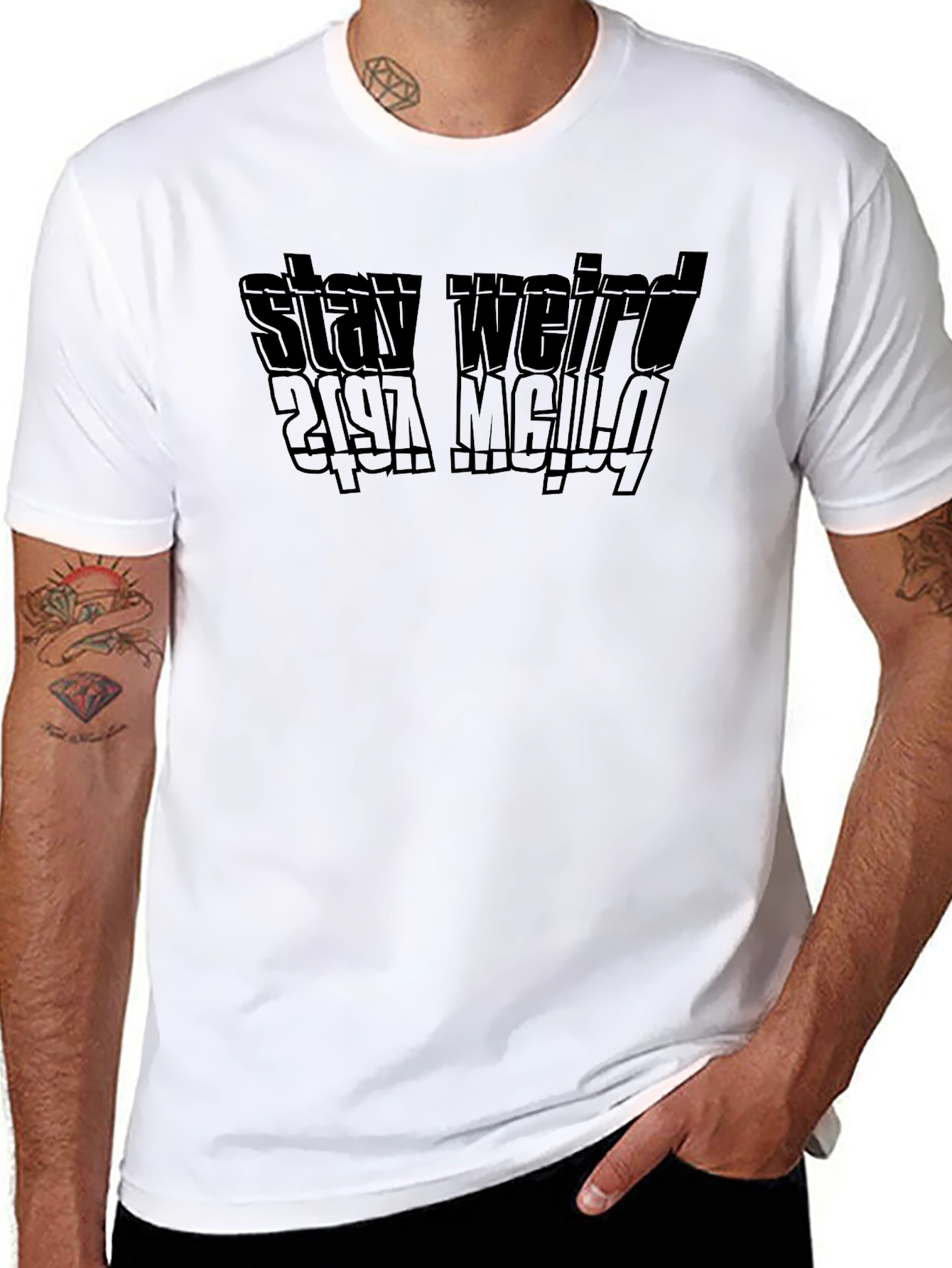 Camiseta Negra Stay Weird para Hombre - Estilo Casual