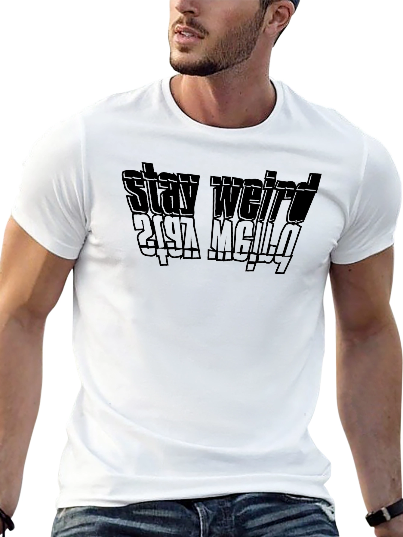 Camiseta Negra Stay Weird para Hombre - Estilo Casual