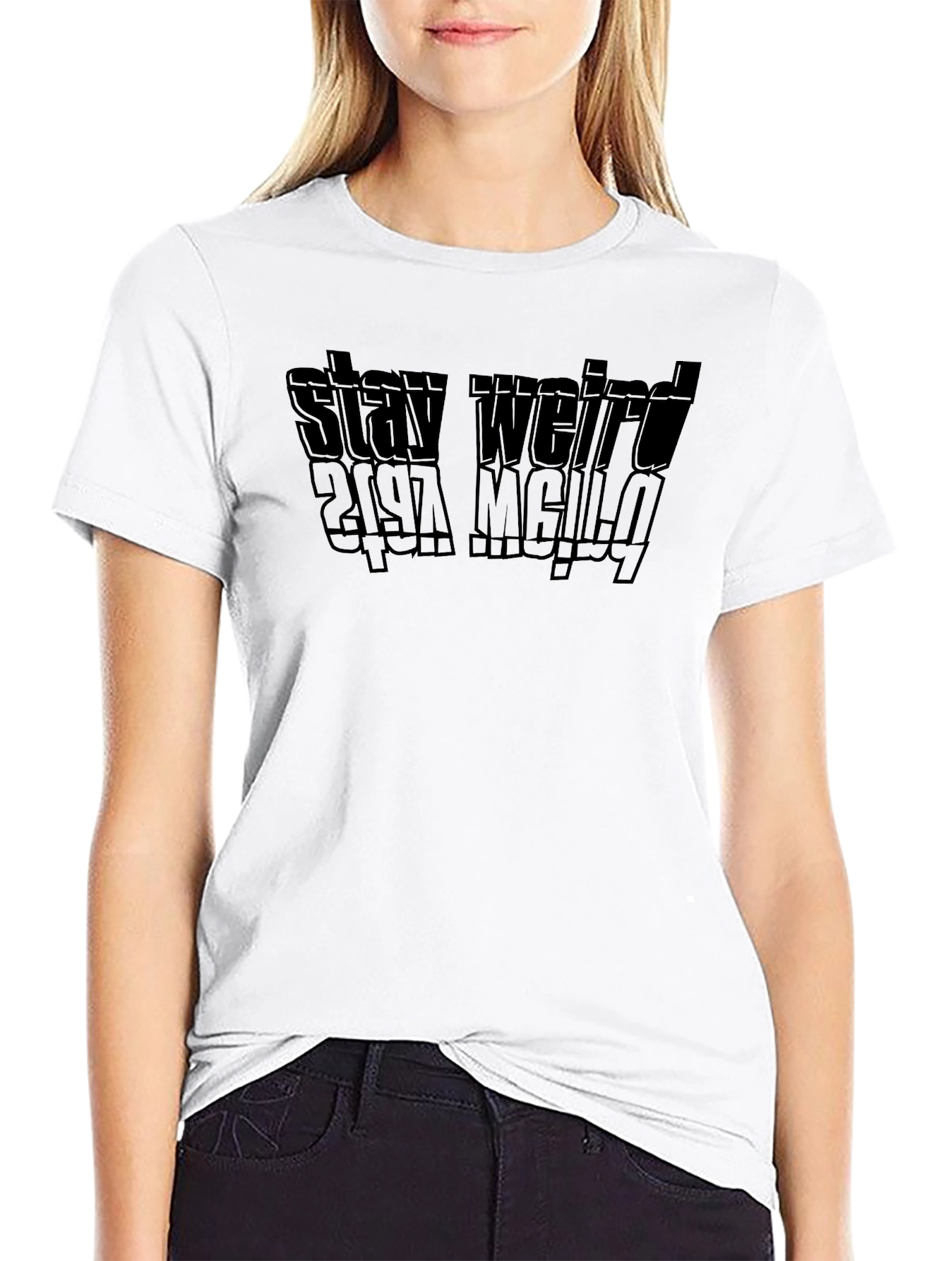 Camiseta Negra Stay Weird para Hombre - Estilo Casual
