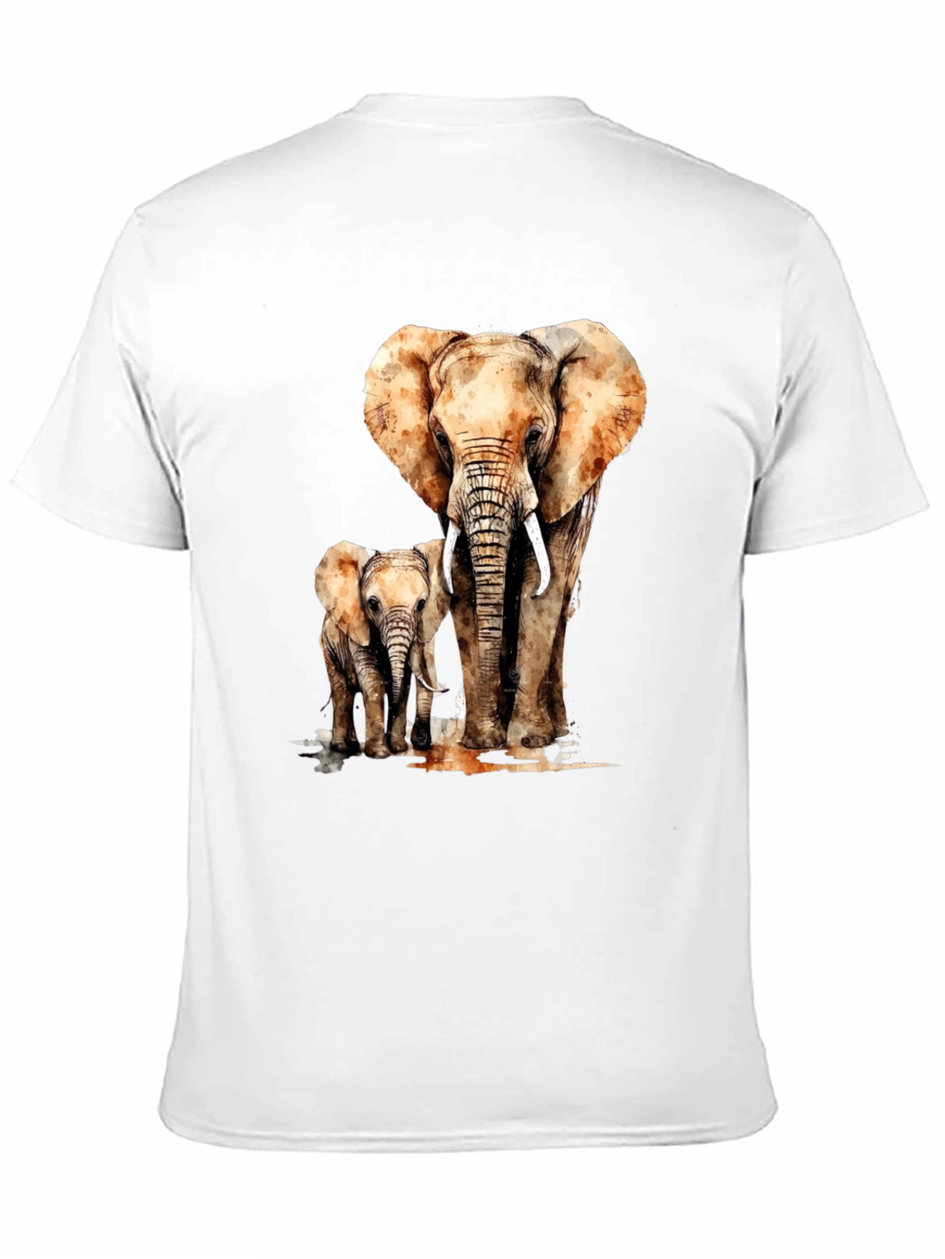 Camiseta Negra con Estampado de Elefante y Elefantito