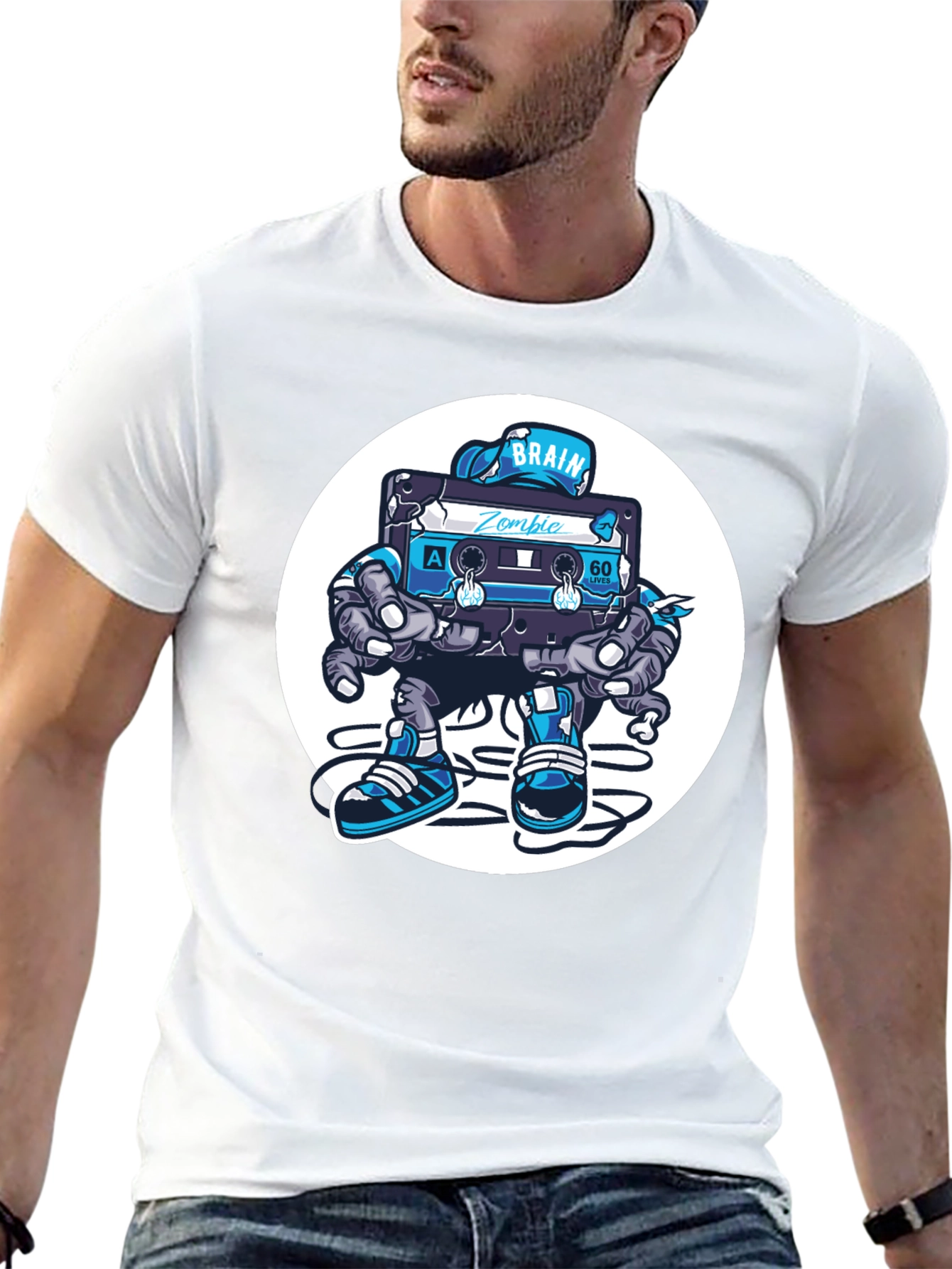 Camiseta Negra con Diseño de Cassette Zombie