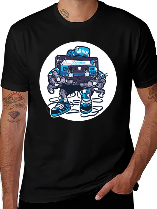 Camiseta Negra con Diseño de Cassette Zombie