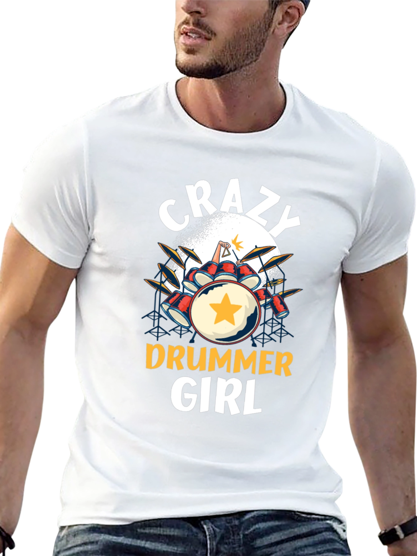 Camiseta Negra Crazy Drummer Girl
