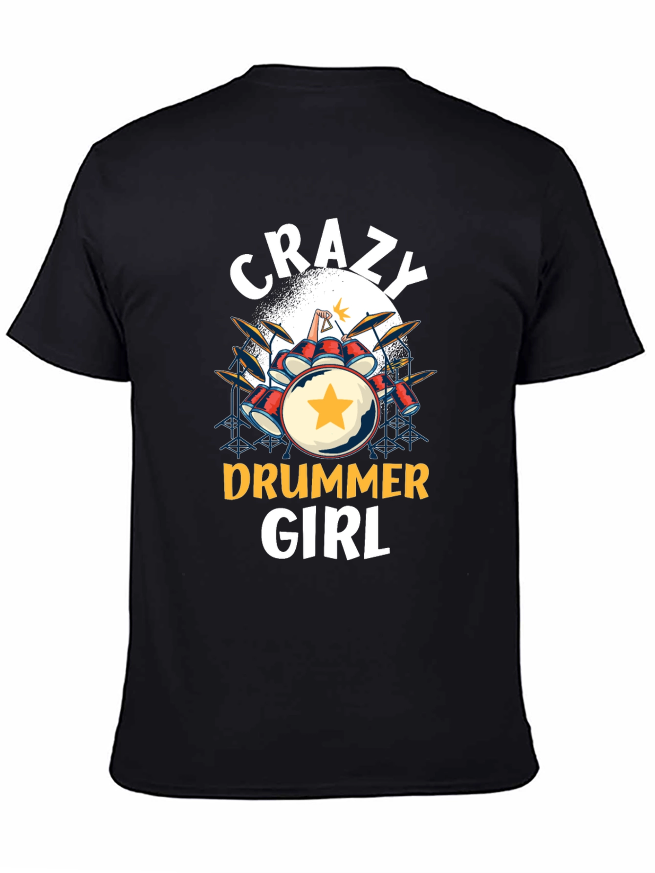 Camiseta Negra Crazy Drummer Girl