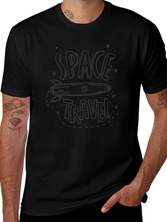 Camiseta Negra Espacio-Viaje Original Hombre