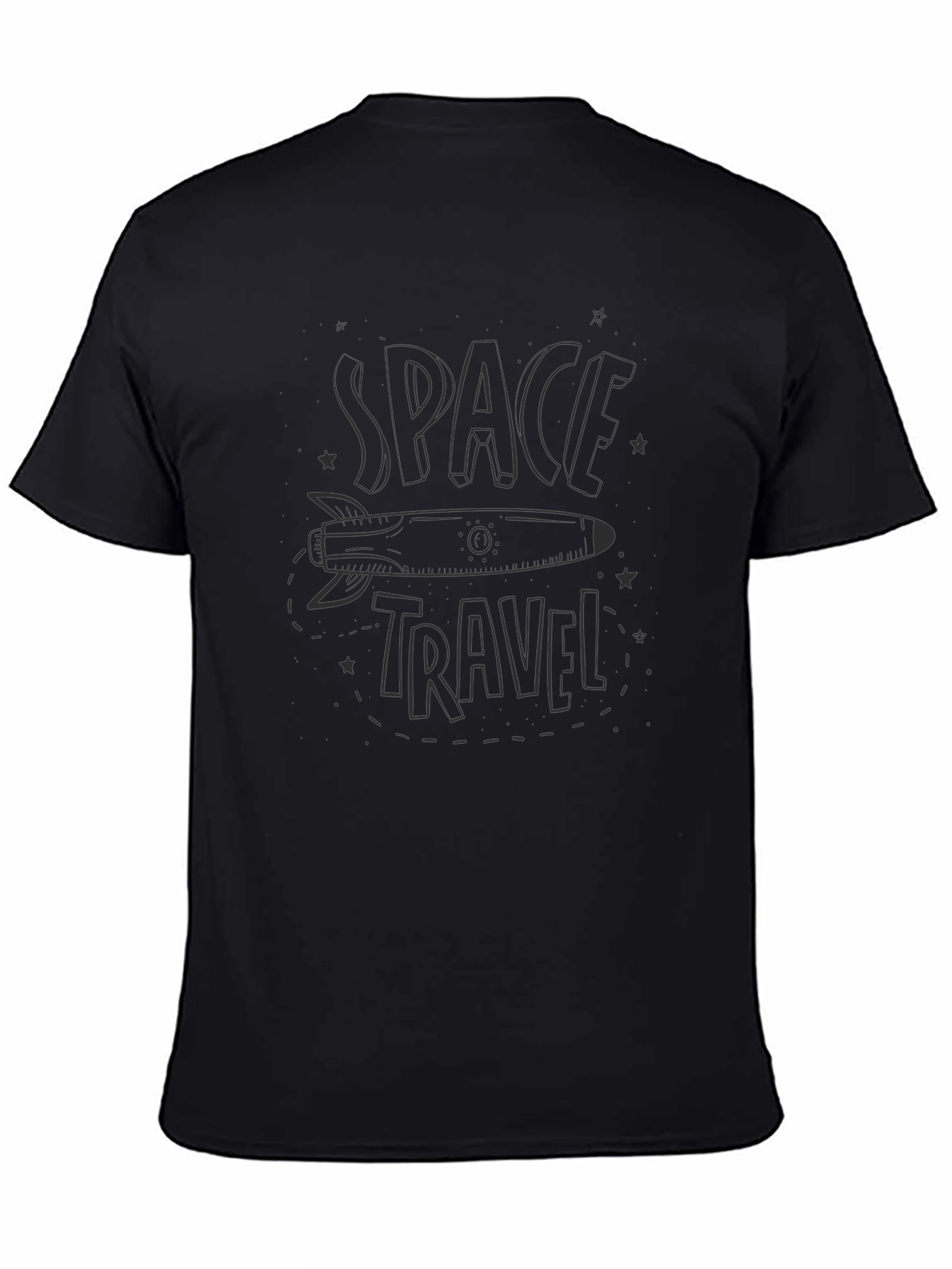 Camiseta Negra Espacio-Viaje Original Hombre