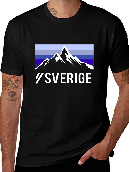Camiseta Negra Sverige Diseño Montaña