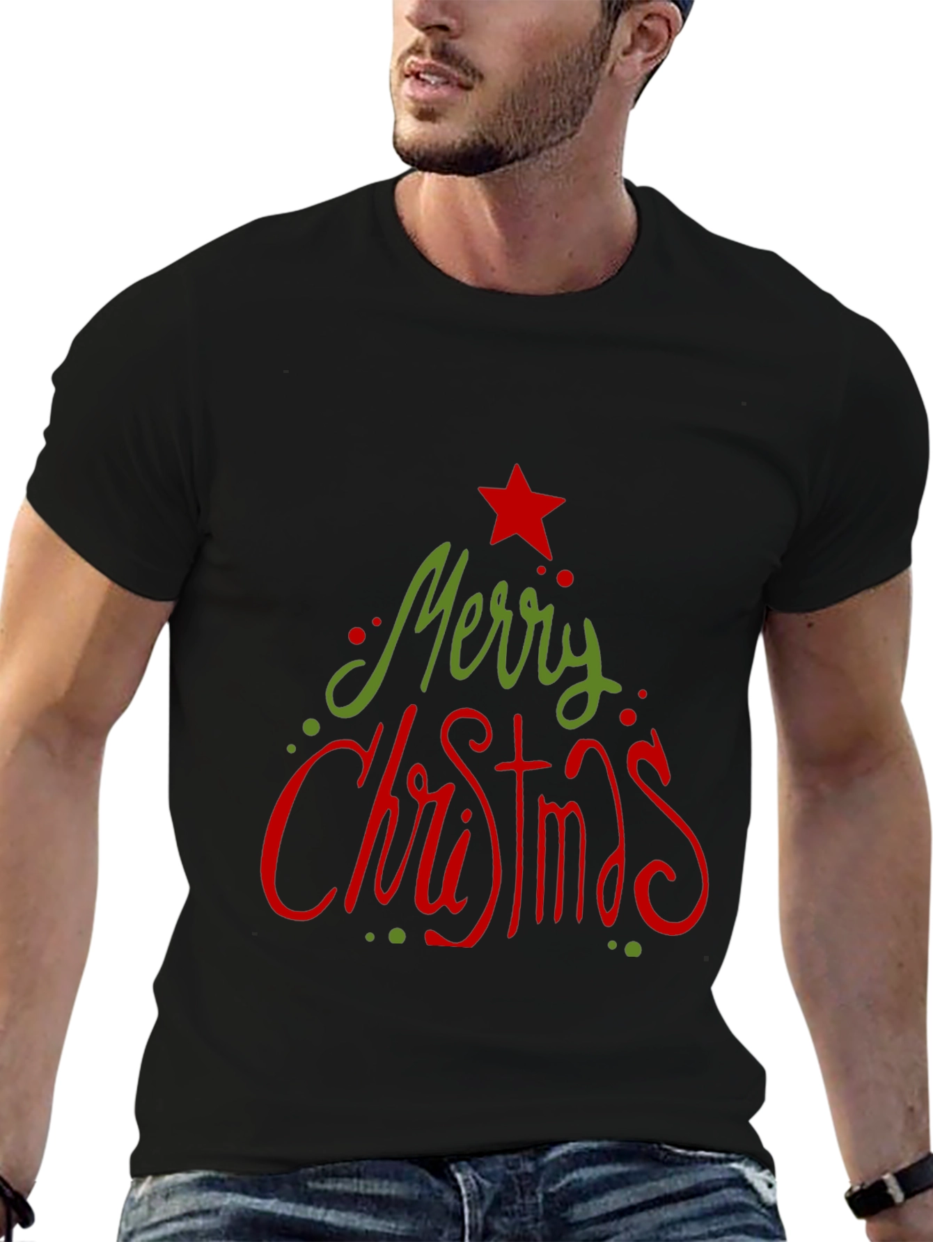 Camiseta Navideña Negra Merry Christmas
