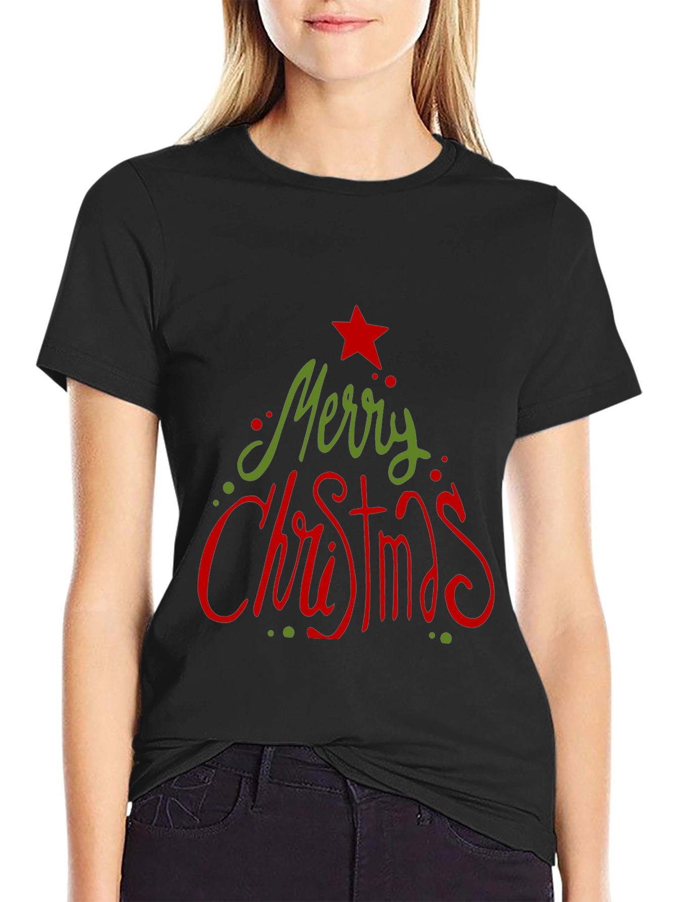 Camiseta Navideña Negra Merry Christmas
