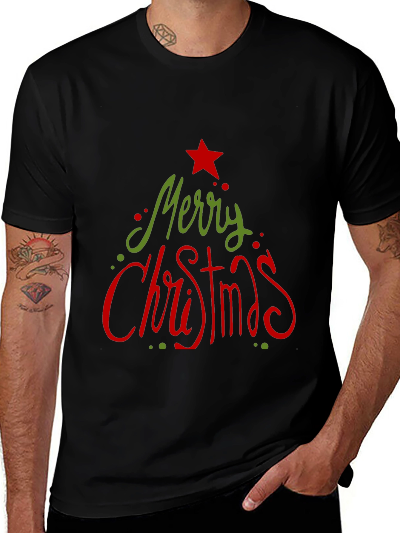 Camiseta Navideña Negra Merry Christmas