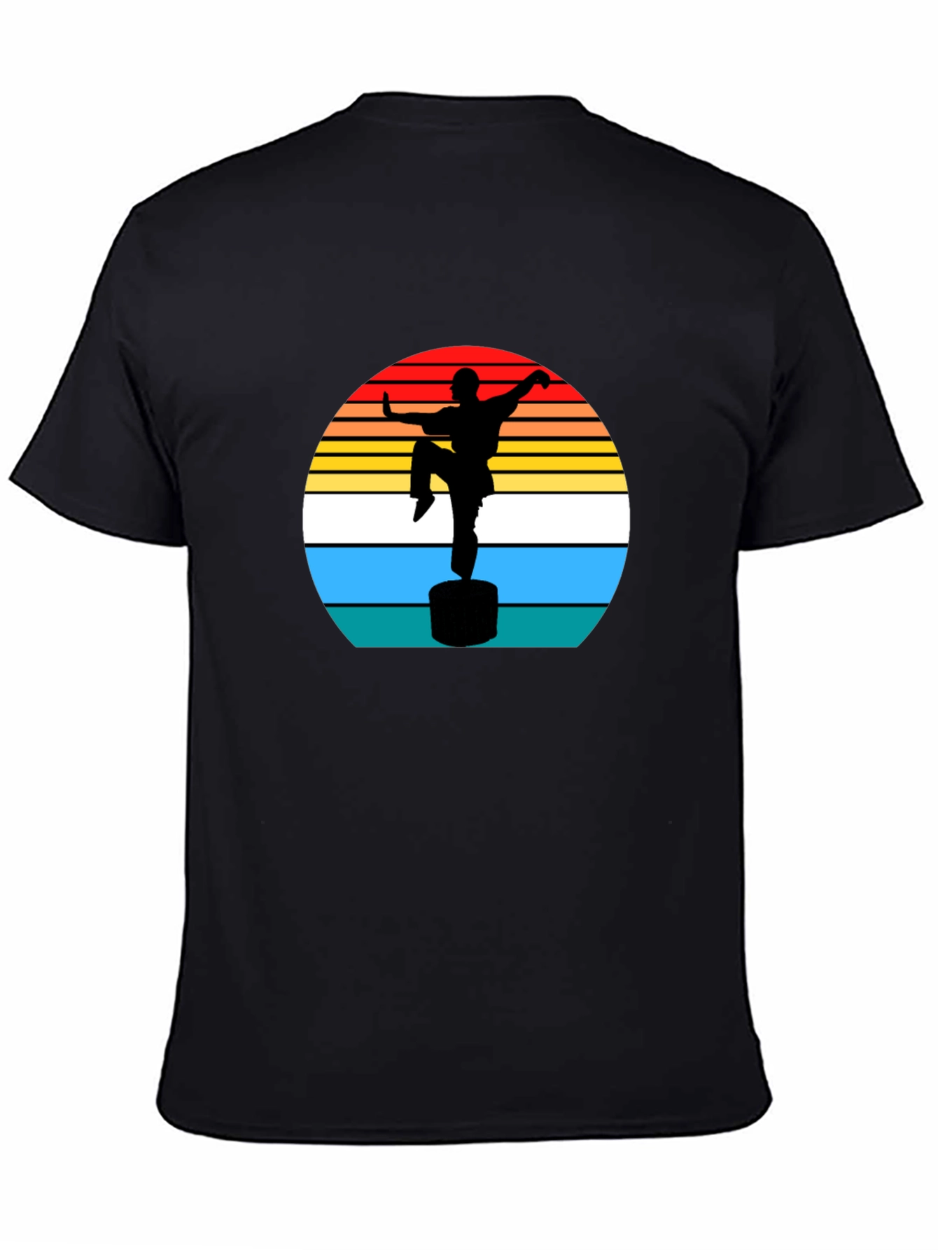 Camiseta Hombre Silueta Kung Fu Retro