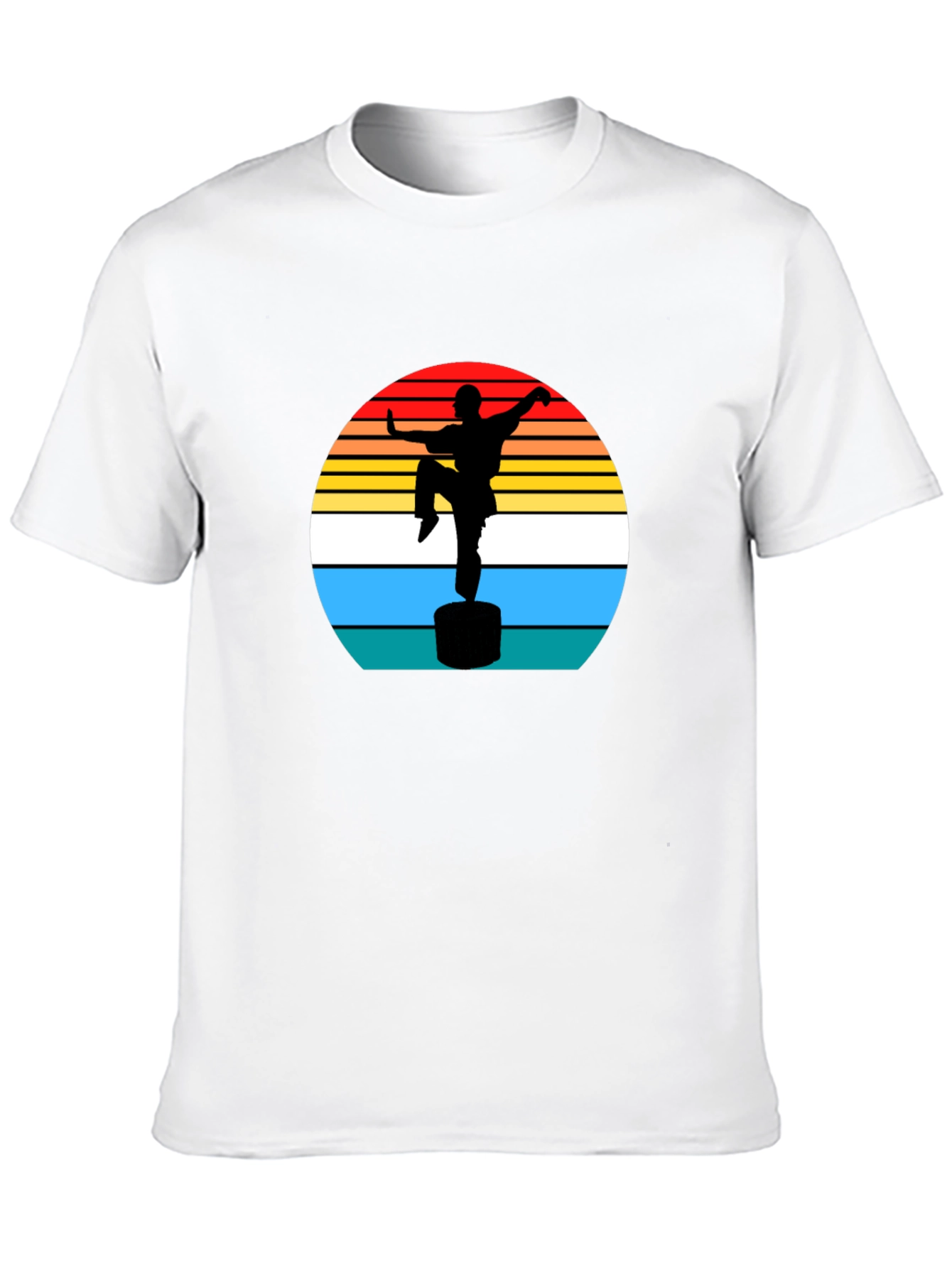 Camiseta Hombre Silueta Kung Fu Retro