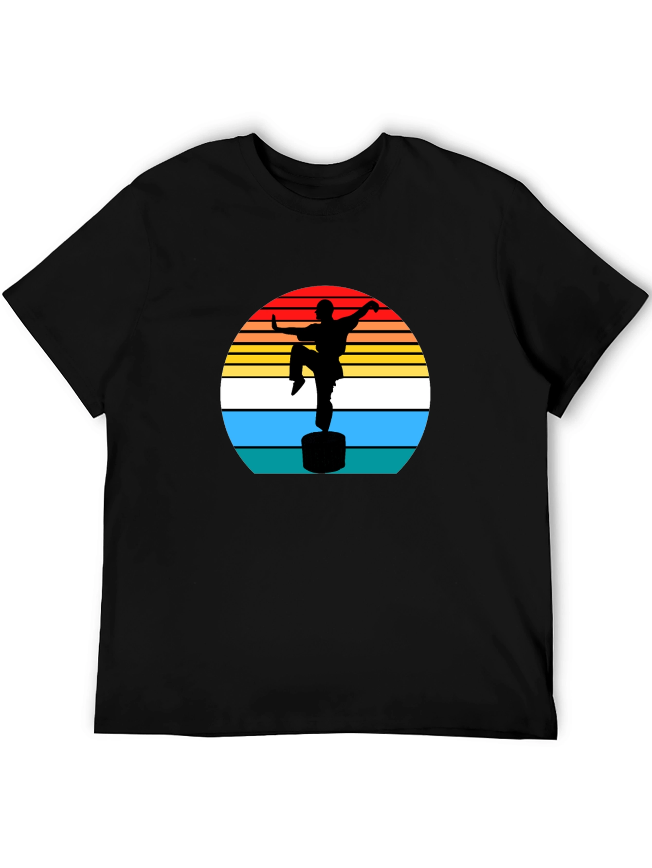 Camiseta Hombre Silueta Kung Fu Retro