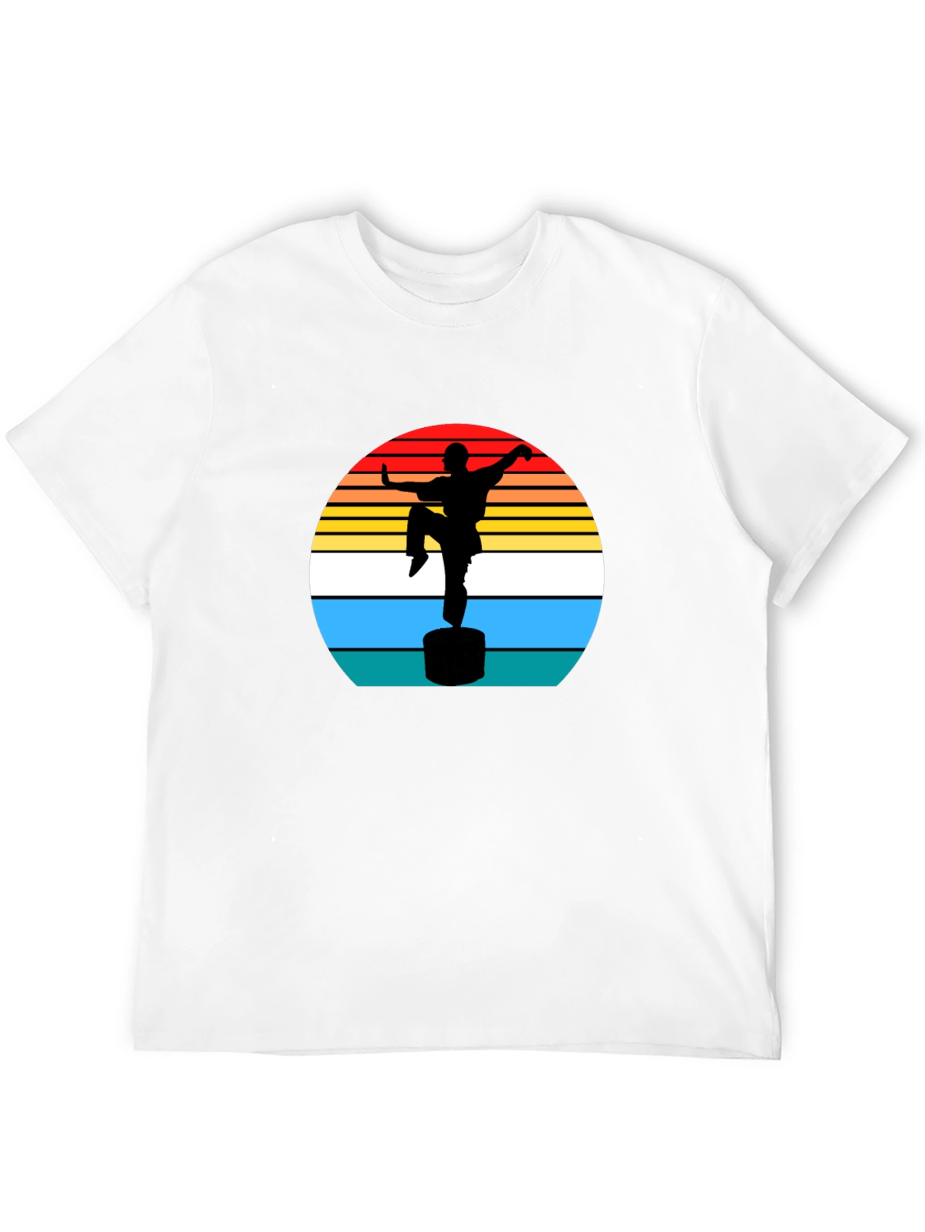 Camiseta Hombre Silueta Kung Fu Retro
