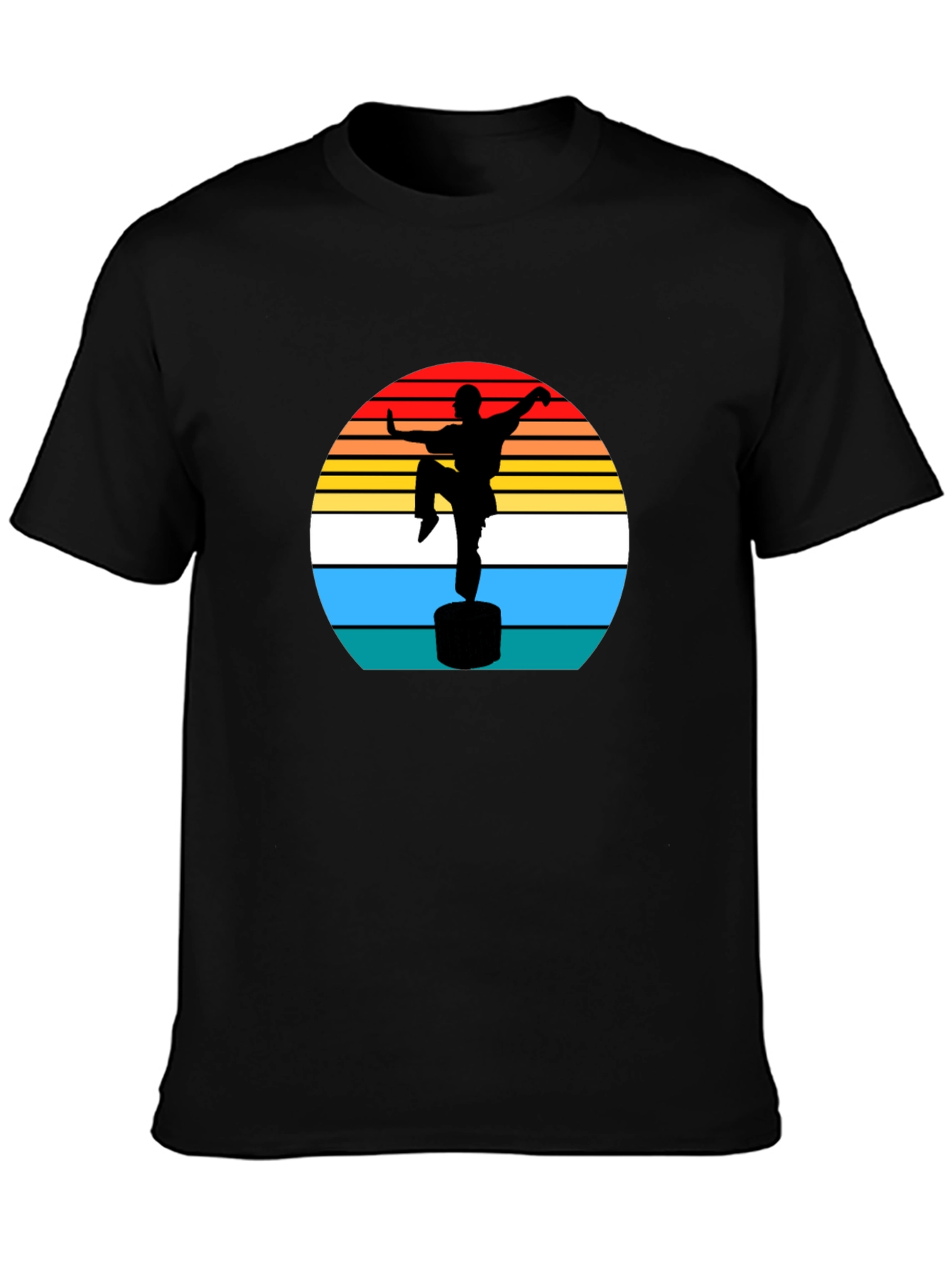 Camiseta Hombre Silueta Kung Fu Retro
