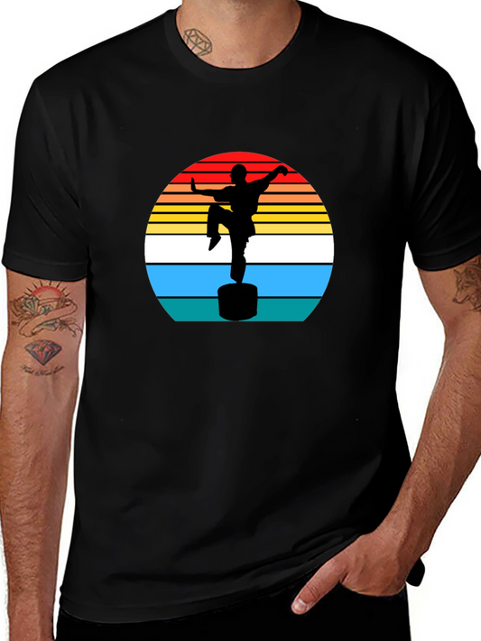 Camiseta Hombre Silueta Kung Fu Retro