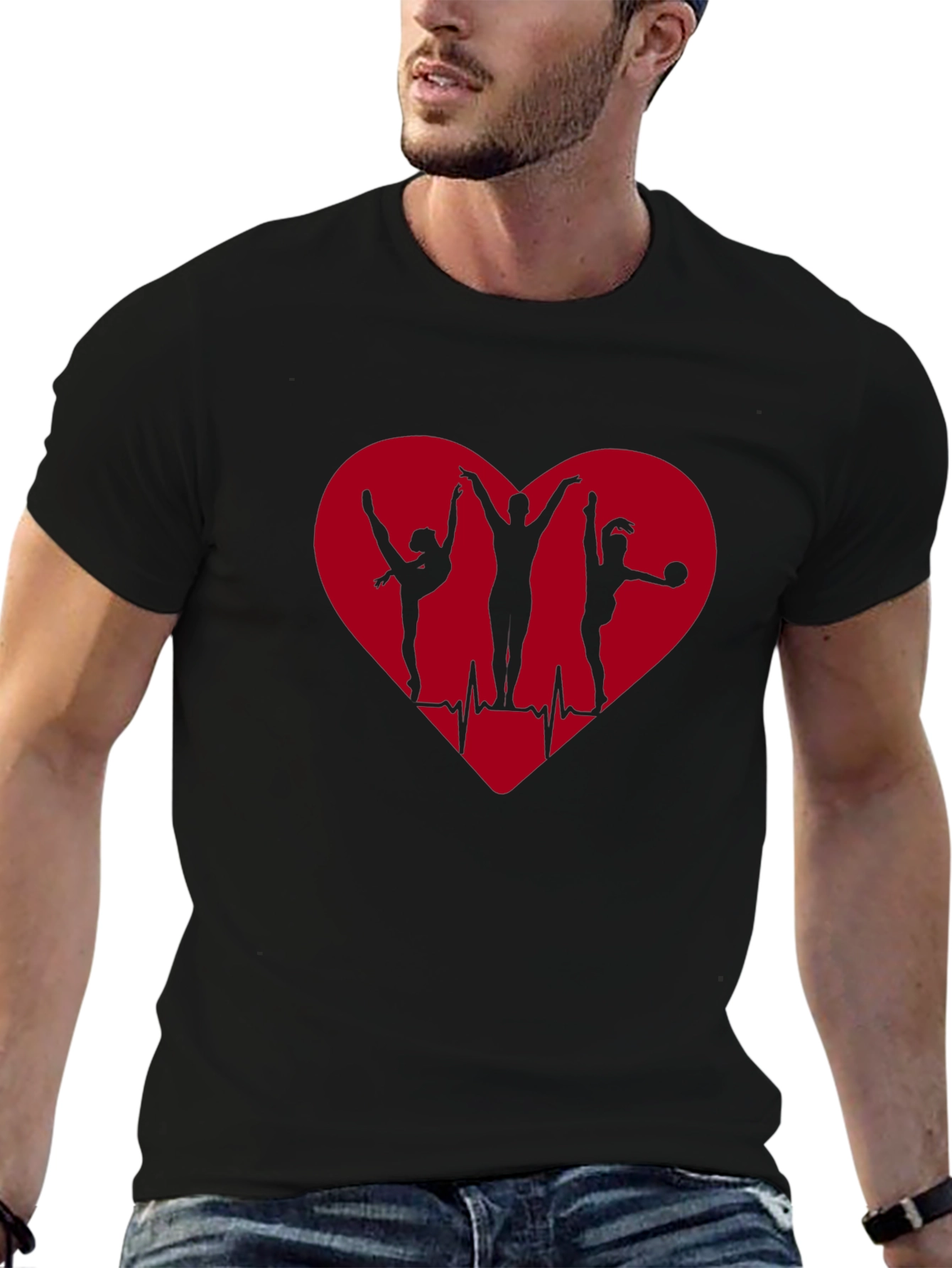 Camiseta Negra Corazón Gimnasia