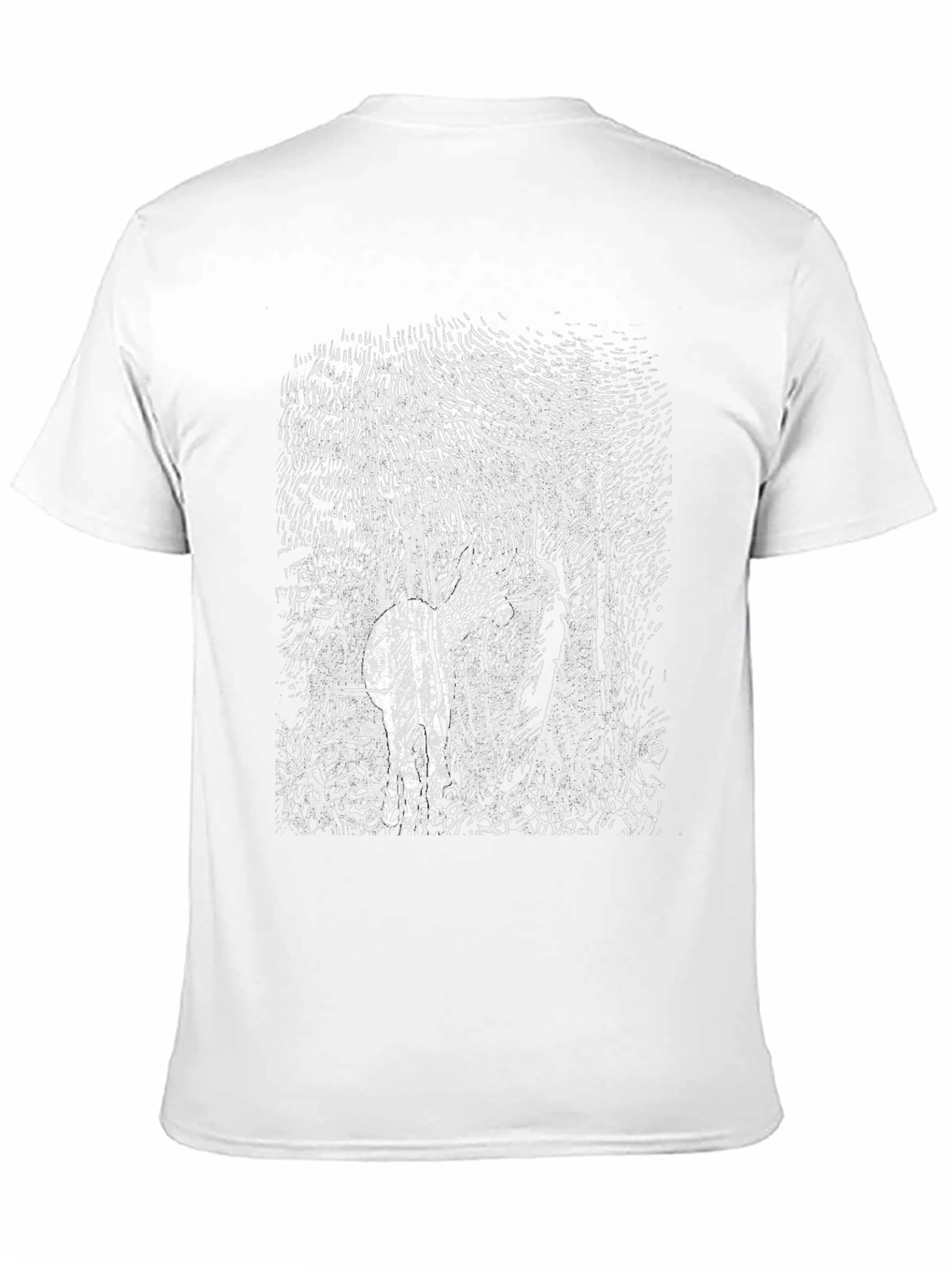 Camiseta Negra con Diseño Bosque Abstracto