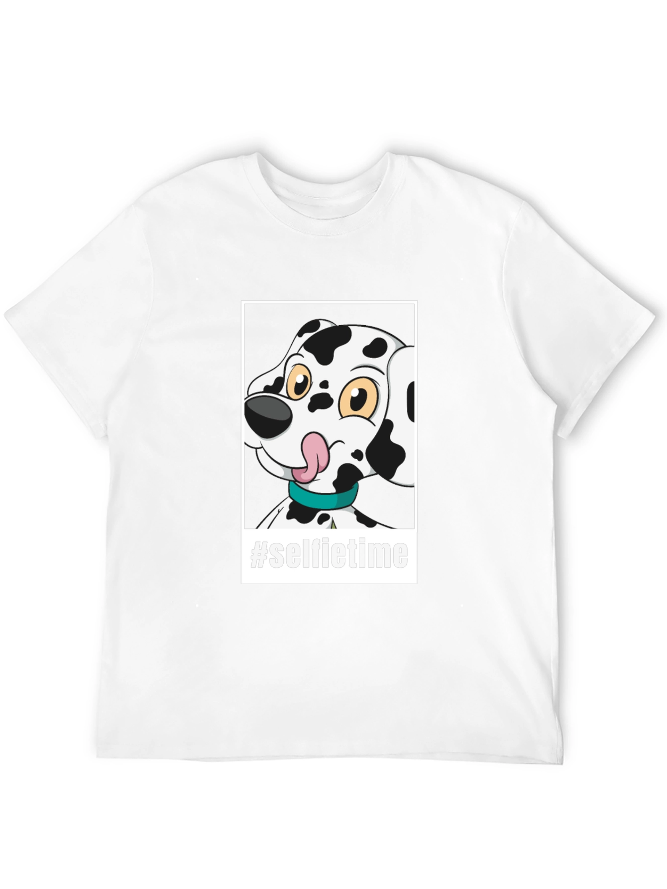 Camiseta Negra con Diseño de Dalmatian Selfie Time