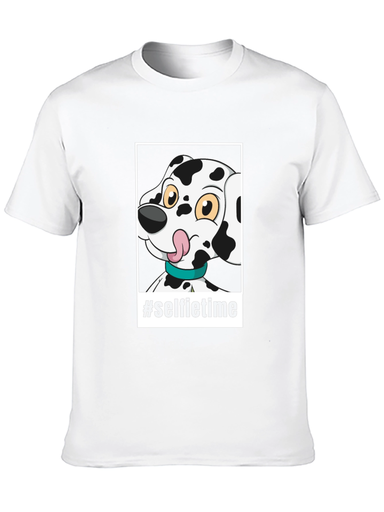 Camiseta Negra con Diseño de Dalmatian Selfie Time