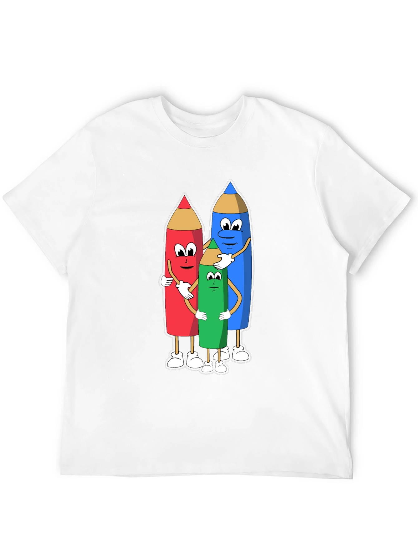 Camiseta Negra con Diseño de Lápices Abrazándose