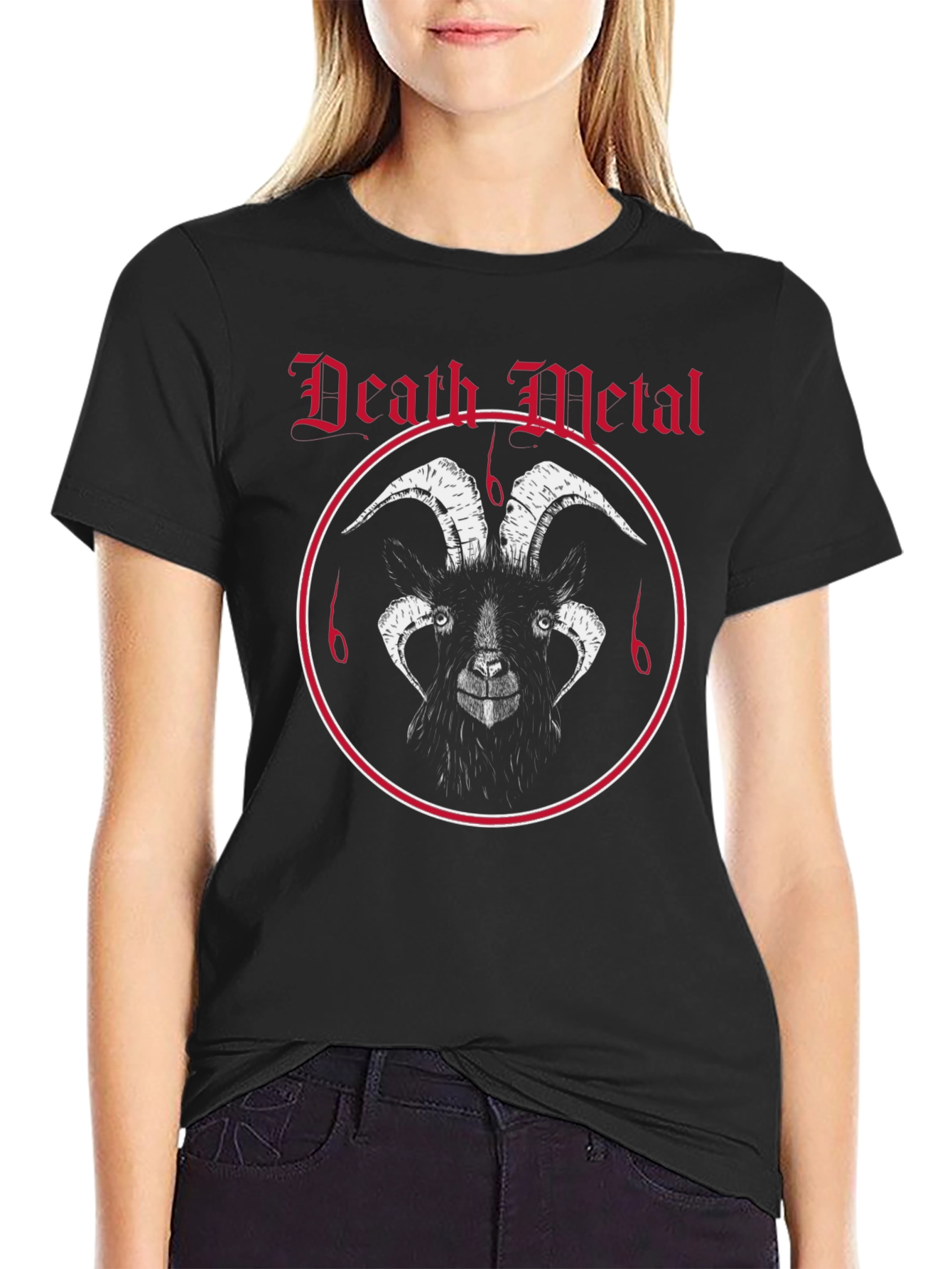 Camiseta Negra Death Metal Cabra Satánica
