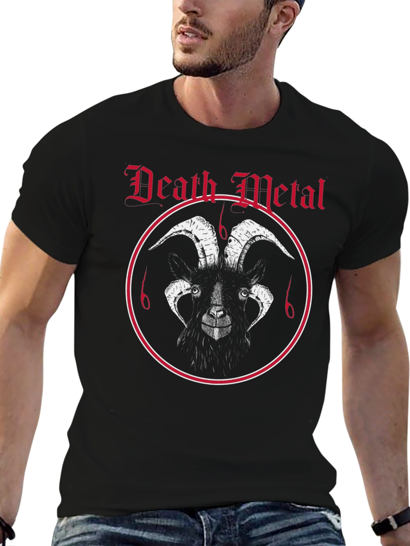 Camiseta Negra Death Metal Cabra Satánica