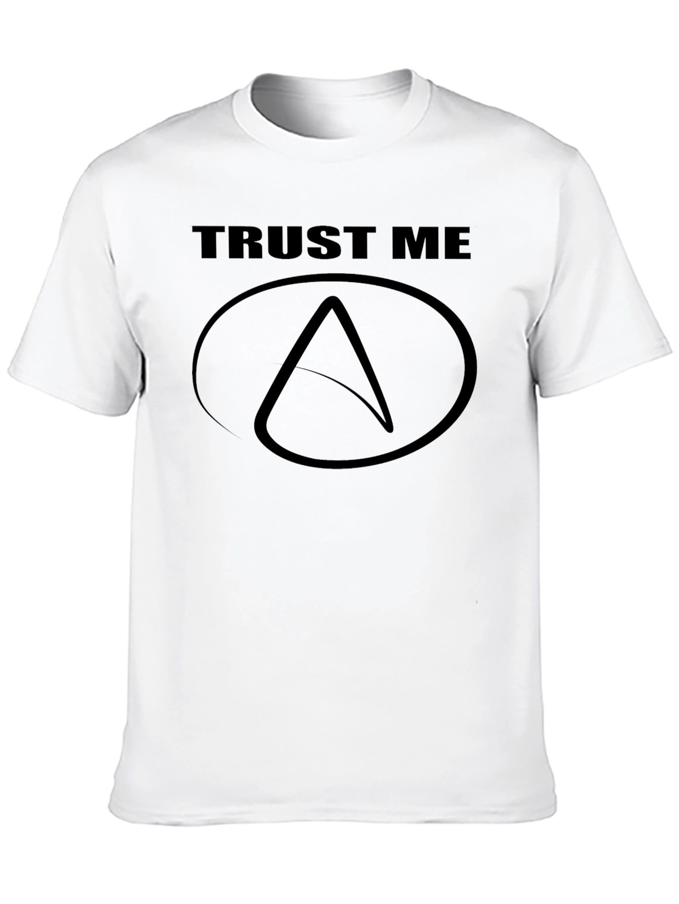 Camiseta Negra Trust Me con Símbolo Ateísta