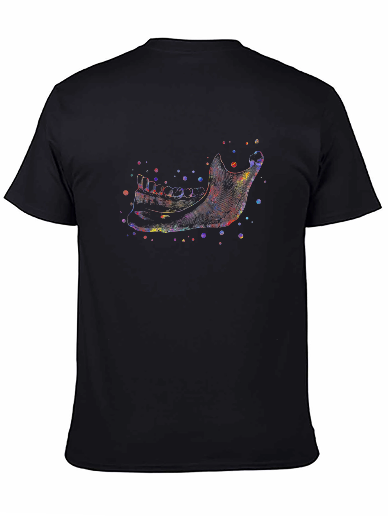 Camiseta Negra con Diseño de Mandíbula Acuarela