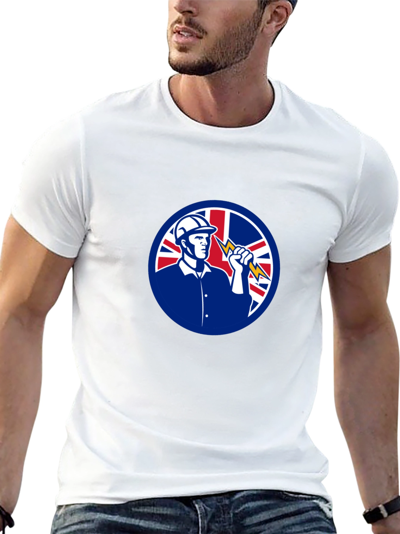 Camiseta Negra Eléctrico con Bandera Reino Unido