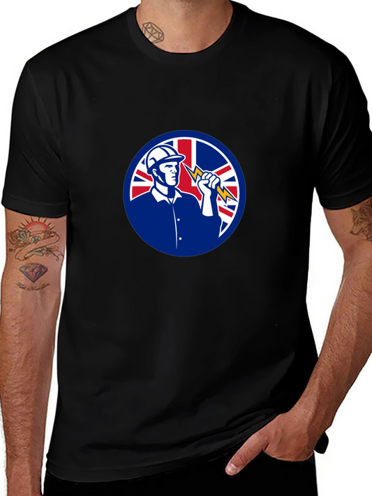 Camiseta Negra Eléctrico con Bandera Reino Unido