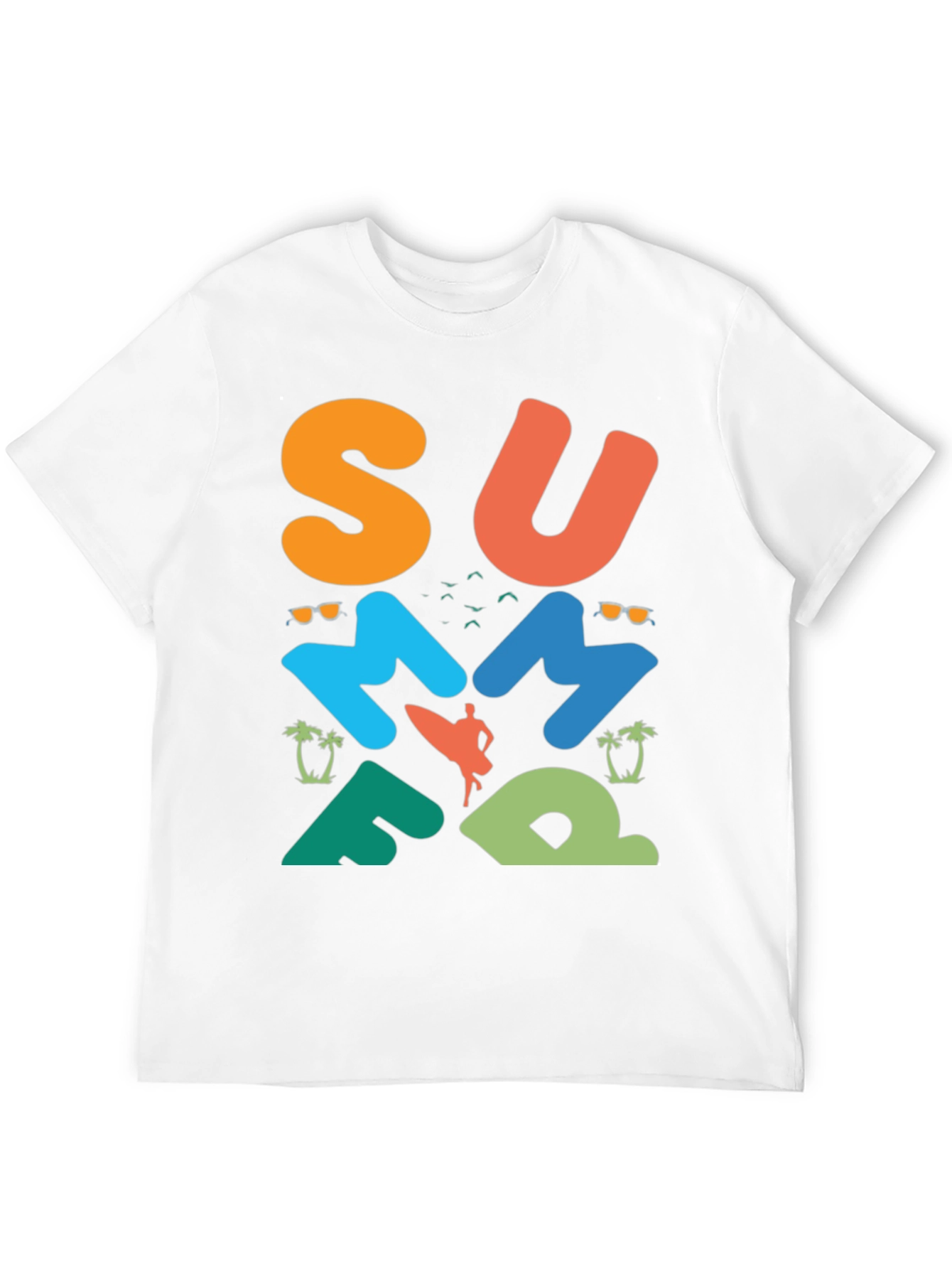 Camiseta negra con diseño veraniego surf