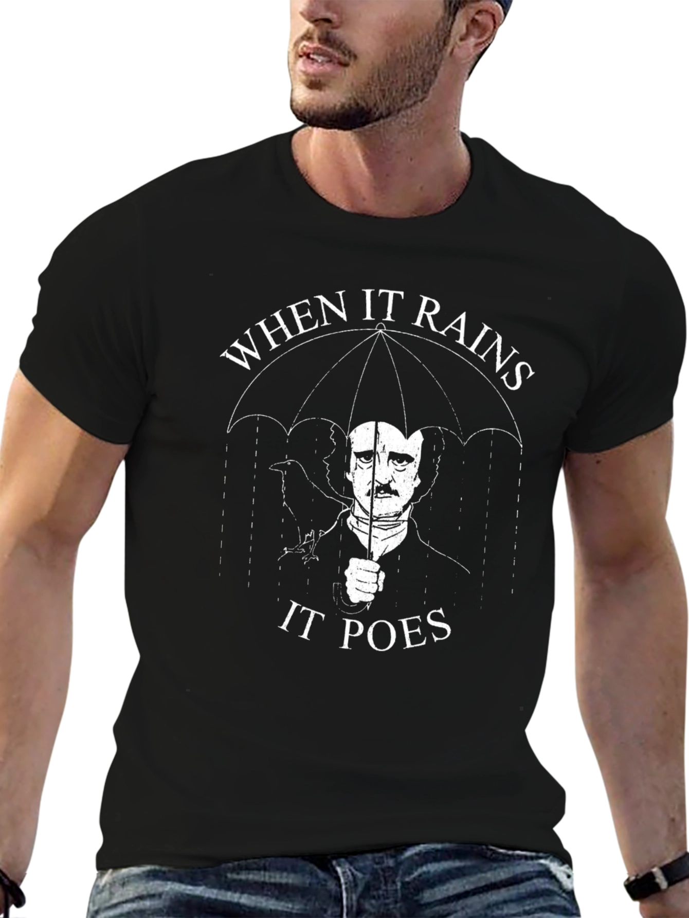 Camiseta Negra When It Rains It Poes