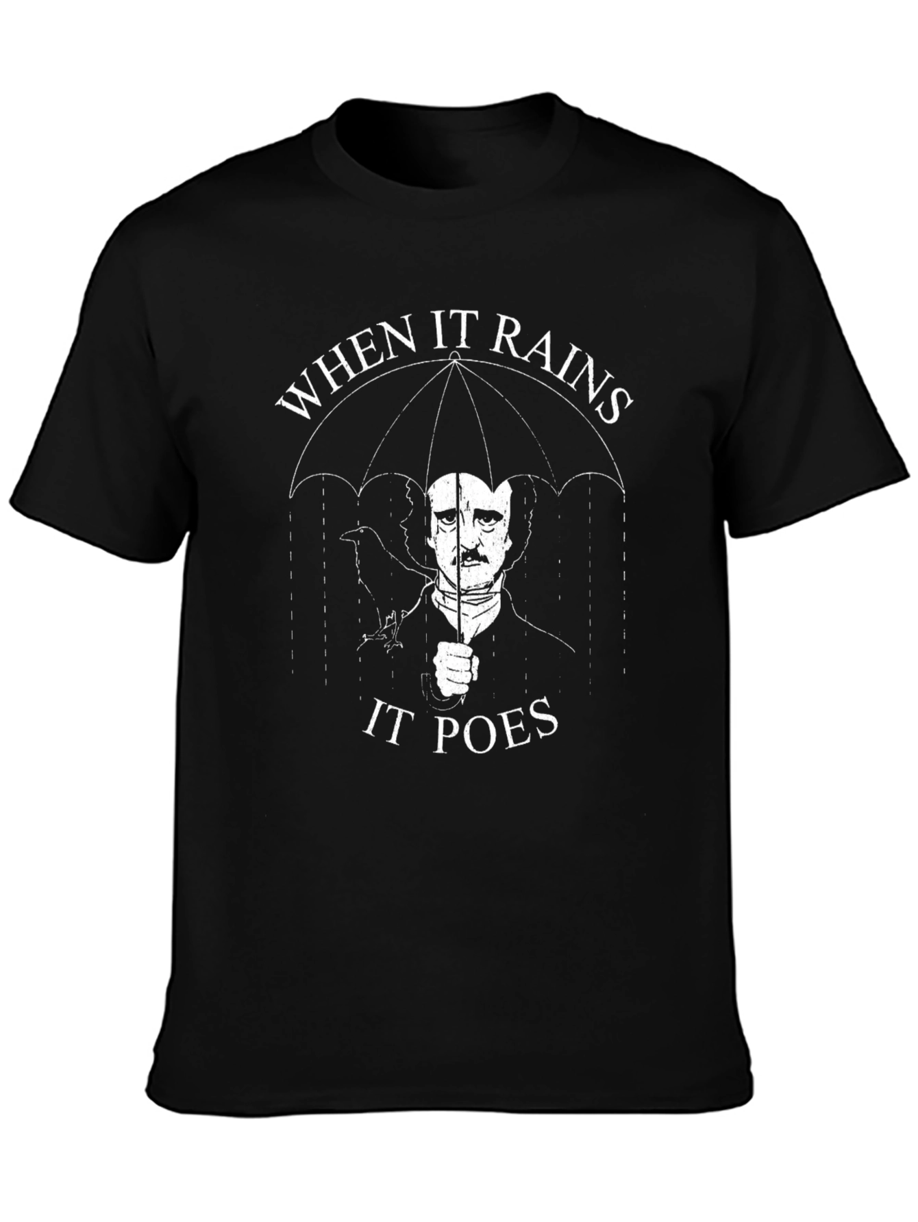 Camiseta Negra When It Rains It Poes