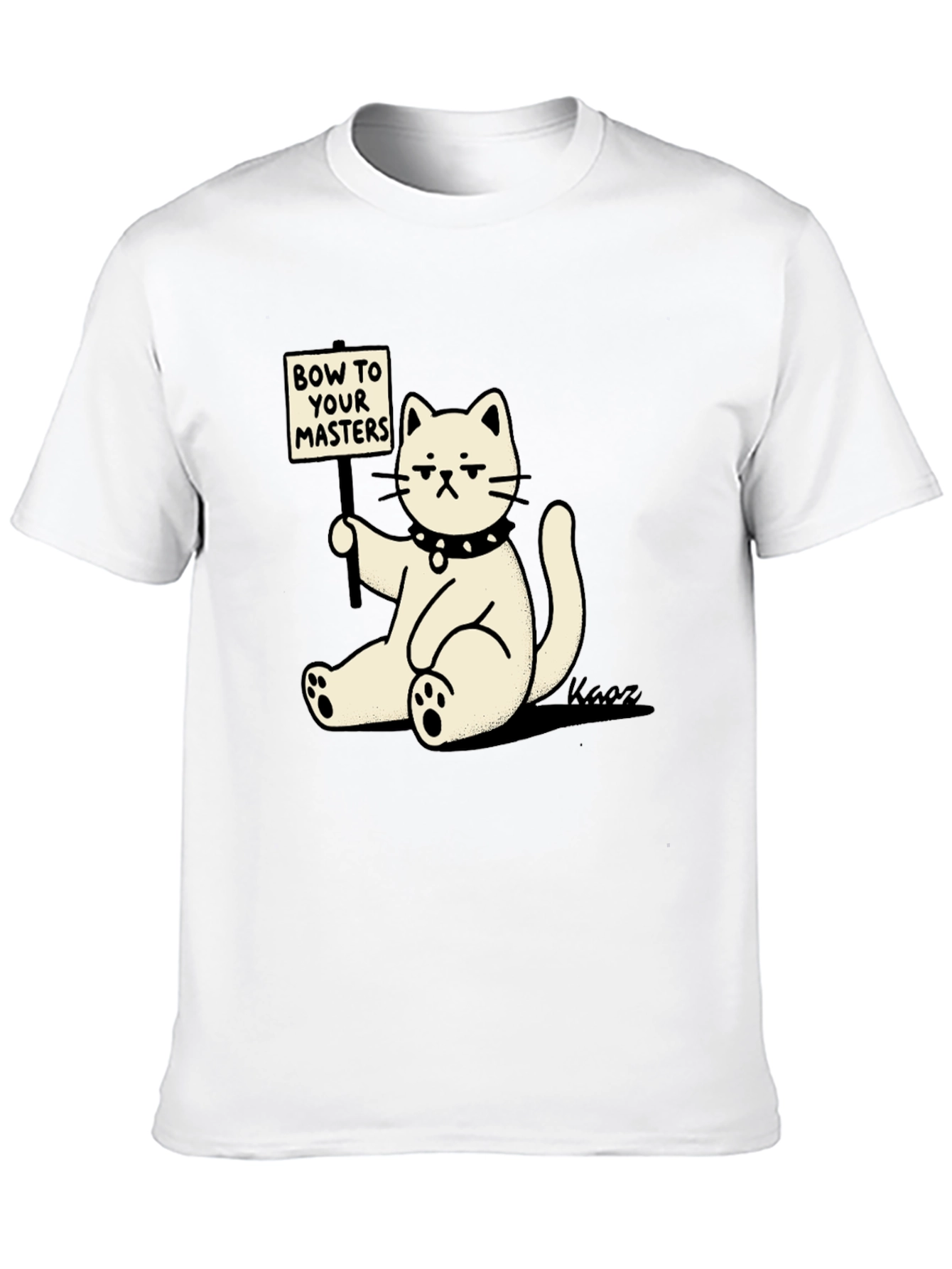 Camiseta Negra con Gato Demandando Sumisión