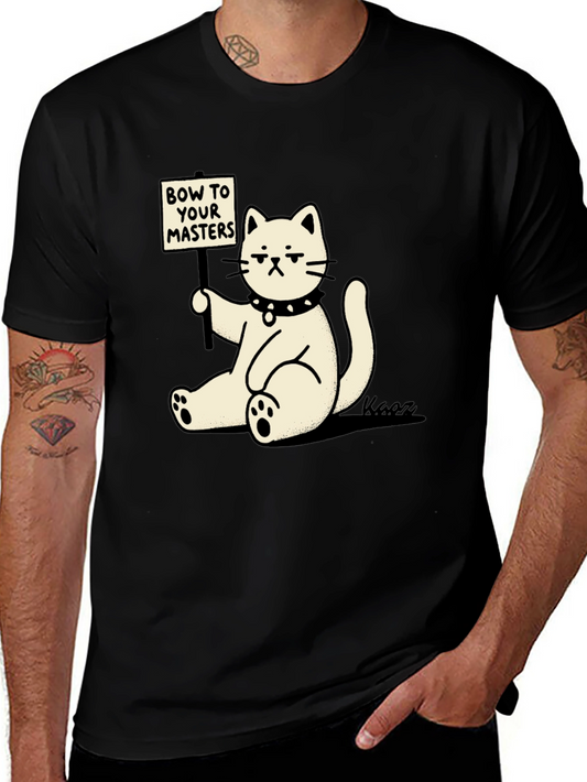 Camiseta Negra con Gato Demandando Sumisión