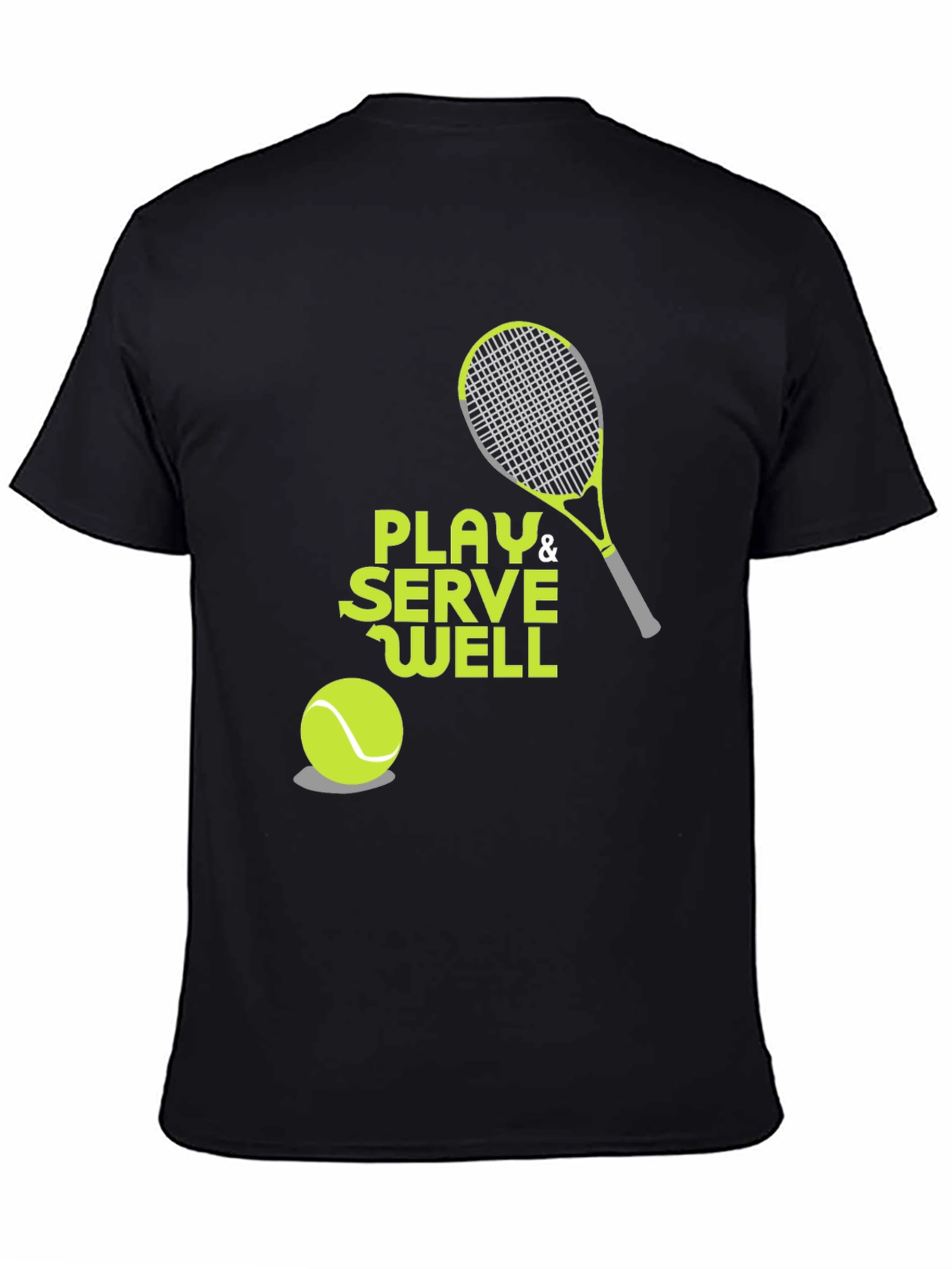 Camiseta Negra Deportiva con Diseño de Tenis