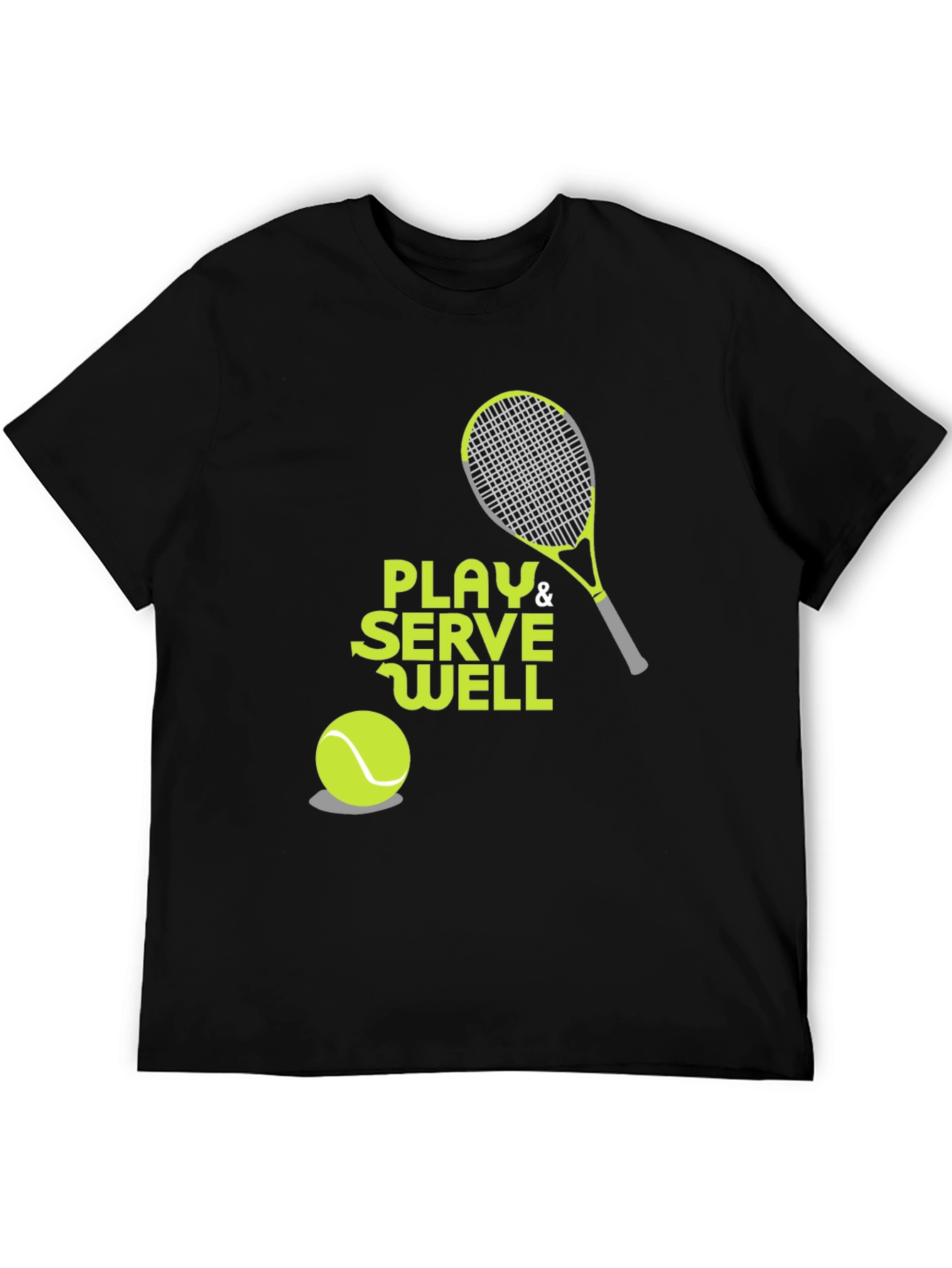 Camiseta Negra Deportiva con Diseño de Tenis