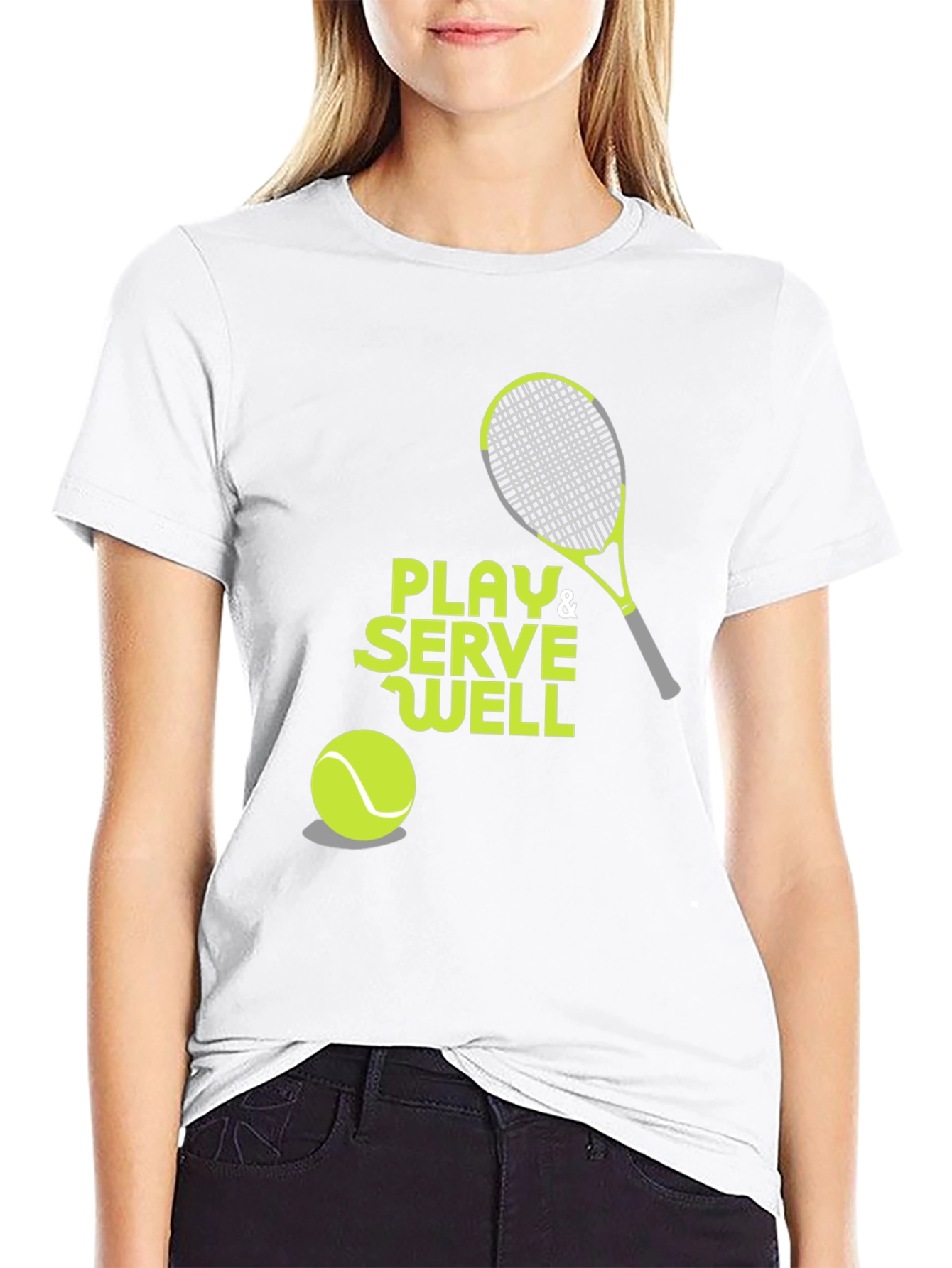 Camiseta Negra Deportiva con Diseño de Tenis