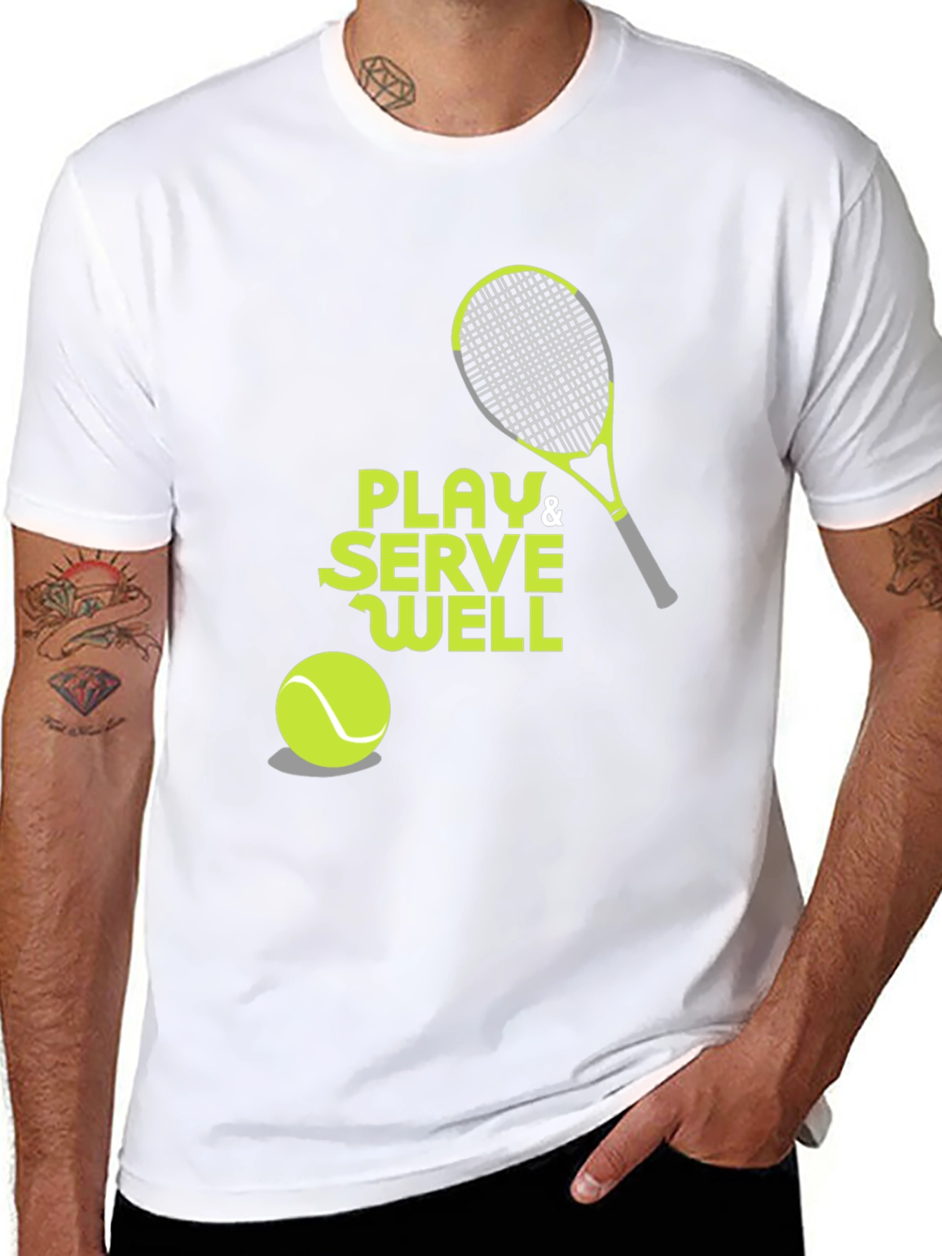 Camiseta Negra Deportiva con Diseño de Tenis