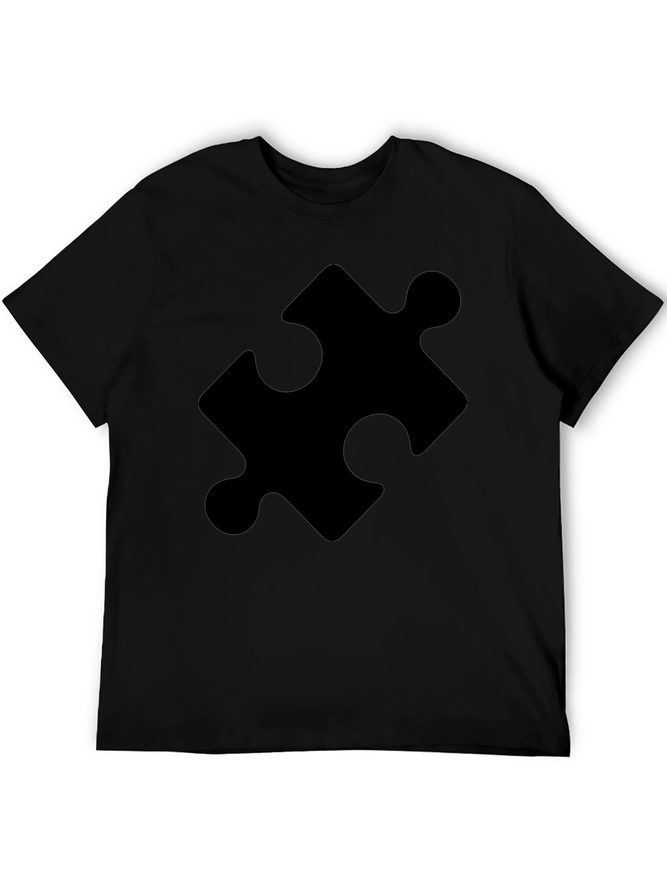Camiseta Negra con Diseño de Pieza de Puzzle